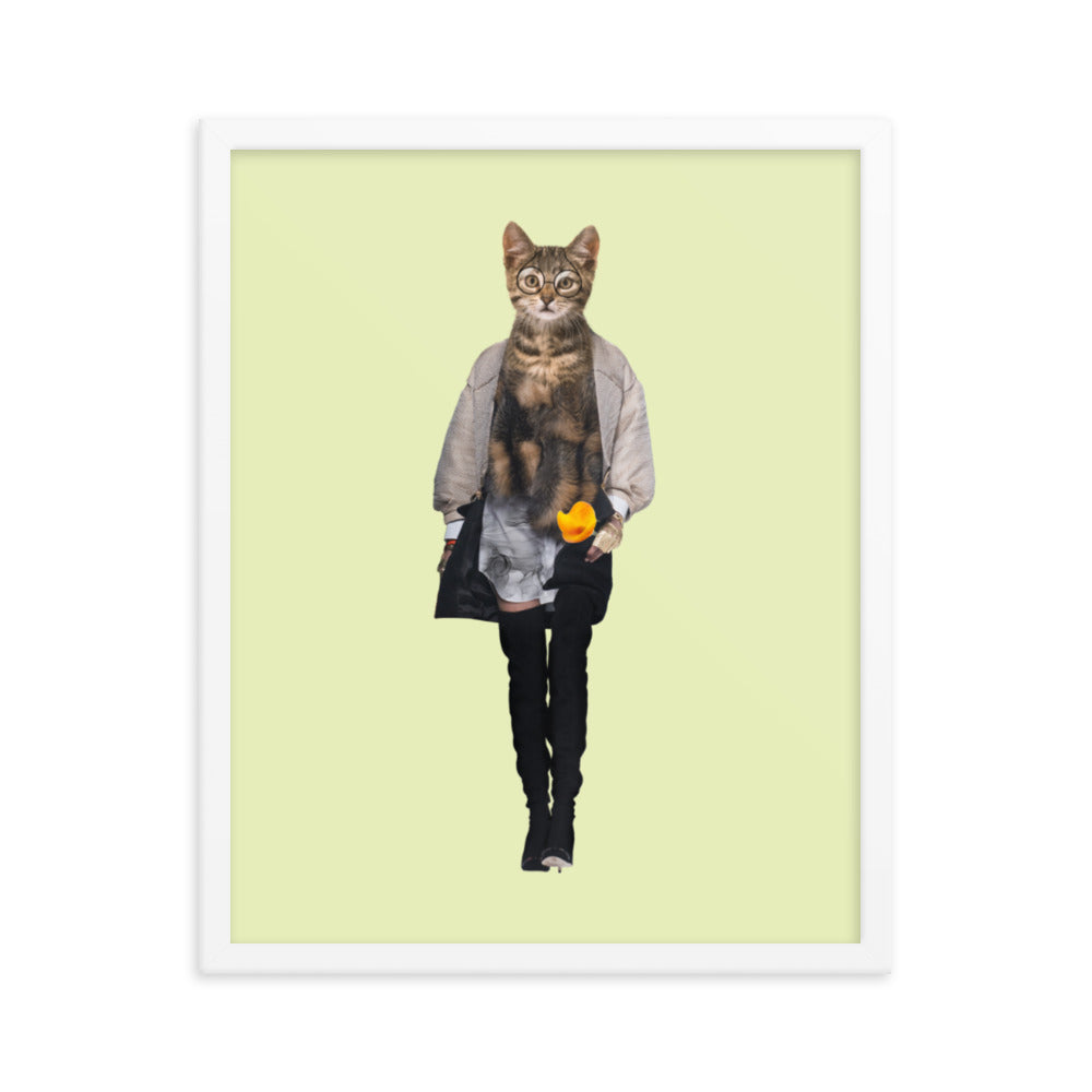 Casual Kitty Collage Art Framed Poster White 16in×20in enhanced-matte-paper-framed-poster-_in_-white-16x20-transparent-63792cdeb0492