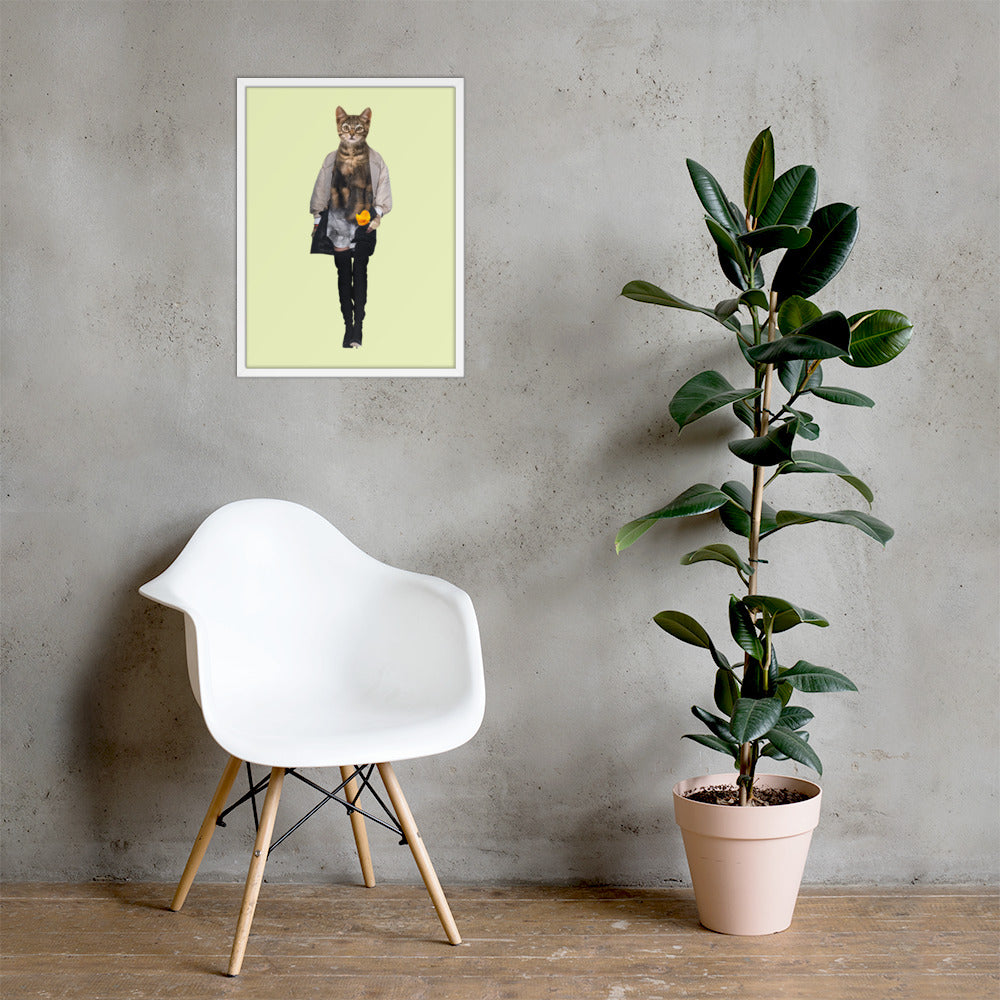 Casual Kitty Collage Art Framed Poster enhanced-matte-paper-framed-poster-_in_-white-18x24-lifestyle-1-637ada070dbb1