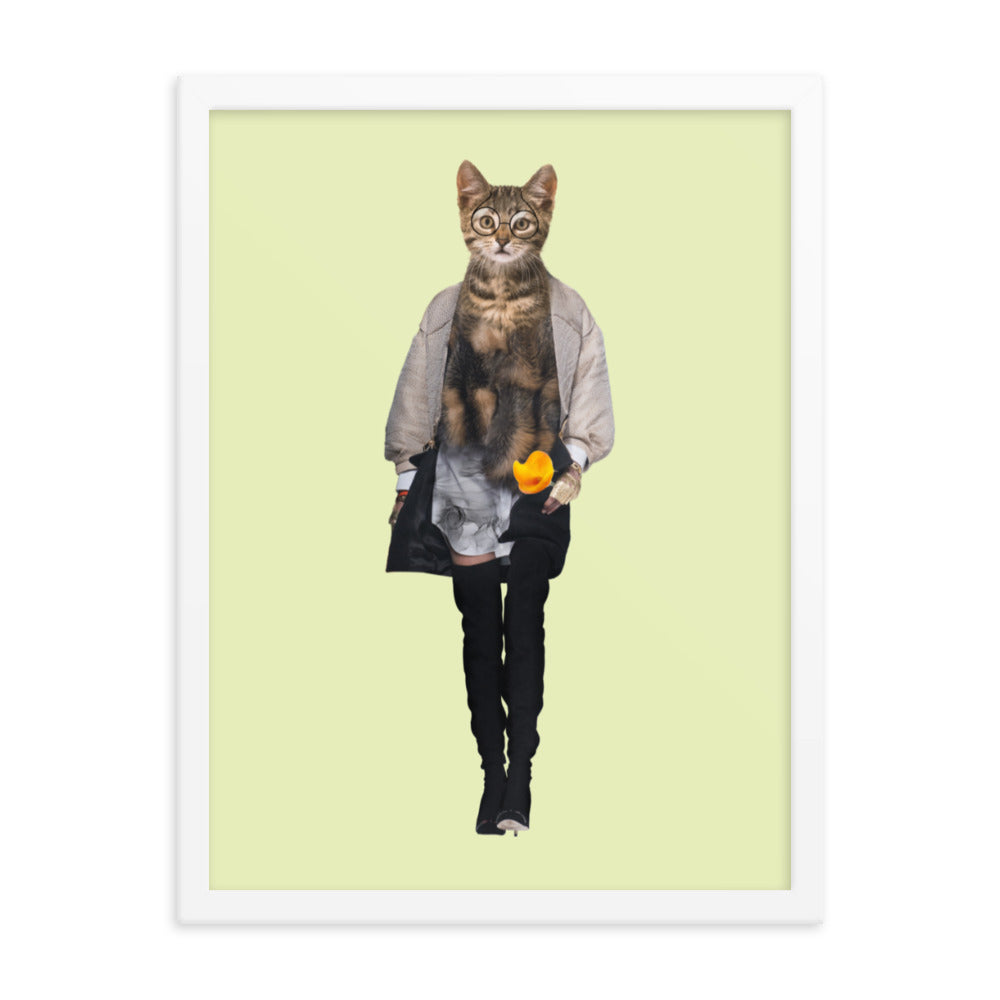 Casual Kitty Collage Art Framed Poster White 18in×24in enhanced-matte-paper-framed-poster-_in_-white-18x24-transparent-63792cdeb0564