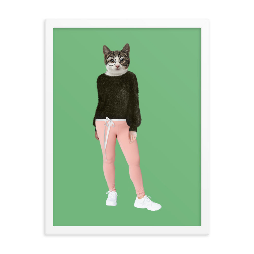 Comfy Cat Collage Art Framed Poster White 18in×24in enhanced-matte-paper-framed-poster-_in_-white-18x24-transparent-637931f25f4a8