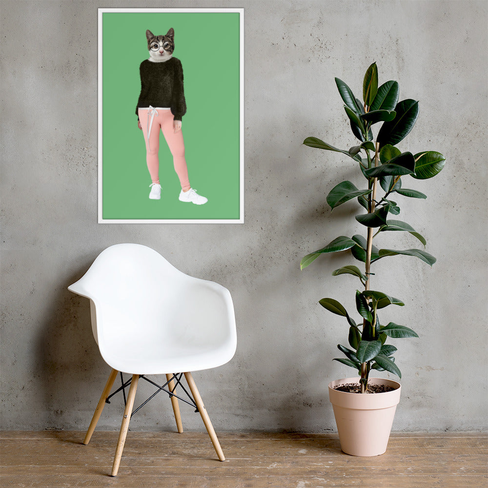 Comfy Cat Collage Art Framed Poster enhanced-matte-paper-framed-poster-_in_-white-24x36-lifestyle-1-637ad9935390c