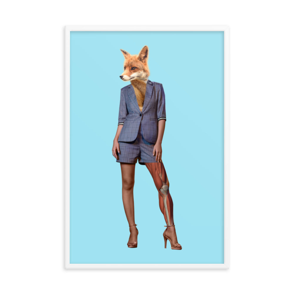 Foxy Collage Art Framed Poster White 24in×36in enhanced-matte-paper-framed-poster-_in_-white-24x36-transparent-636f038f3f07f