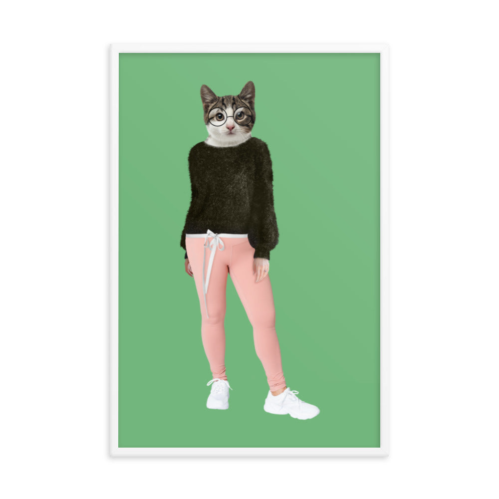 Comfy Cat Collage Art Framed Poster White 24in×36in enhanced-matte-paper-framed-poster-_in_-white-24x36-transparent-637931f25f534