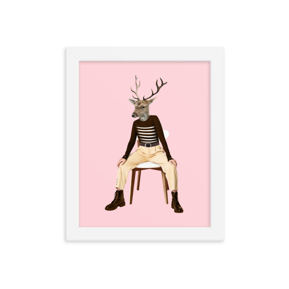 Oh Deer Collage Art Framed Poster White 8in×10in enhanced-matte-paper-framed-poster-_in_-white-8x10-transparent-636f041f9b839