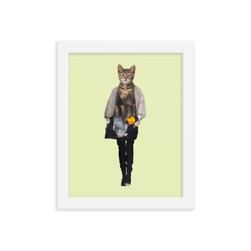 Casual Kitty Collage Art Framed Poster White 8in×10in enhanced-matte-paper-framed-poster-_in_-white-8x10-transparent-63792cdeb0235