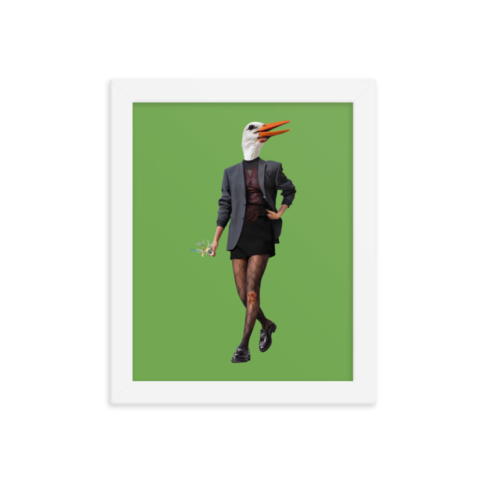 Edgy Stork Collage Art Framed Poster White 8in×10in enhanced-matte-paper-framed-poster-_in_-white-8x10-transparent-63793a37c9d94