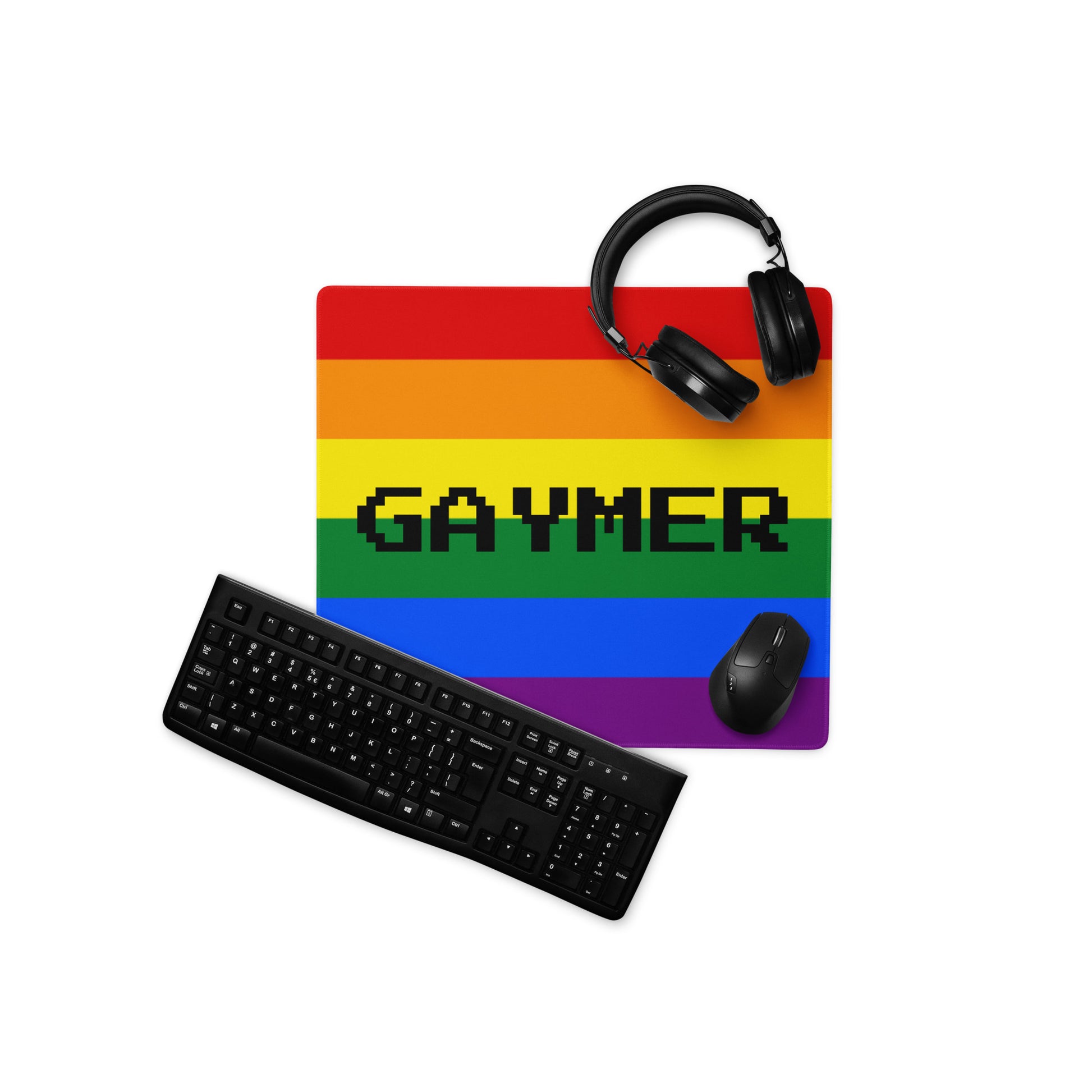 LGBTQ Pride Flag Gaymer Gaming Mouse Pad 18in×16in Pride gaming-mouse-pad-white-18x16-front-6314e9b9c4451