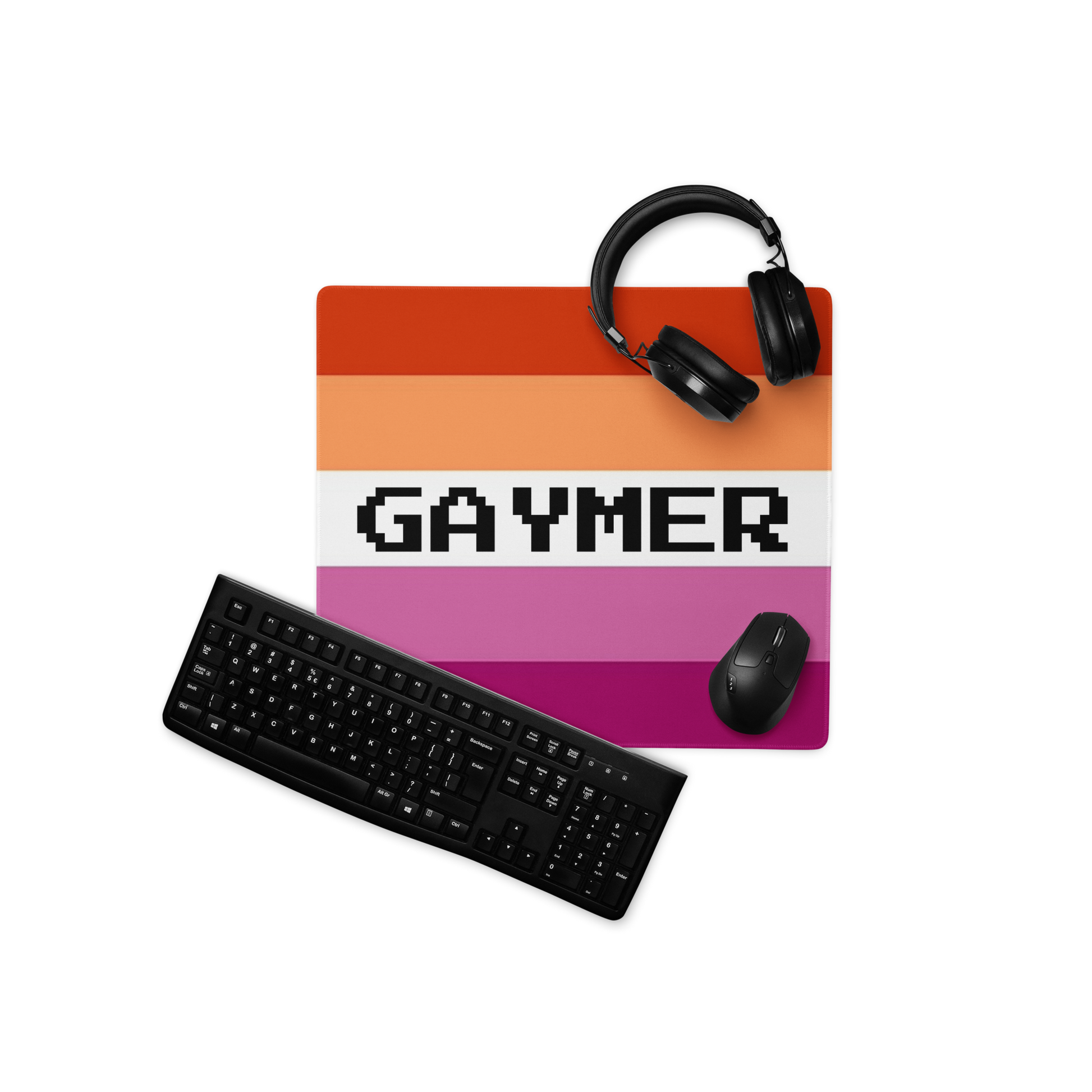 Lesbian Pride Flag Gaymer Gaming Mouse Pad 18in×16in Lesbian gaming-mouse-pad-white-18x16-front-6314ed05cc717