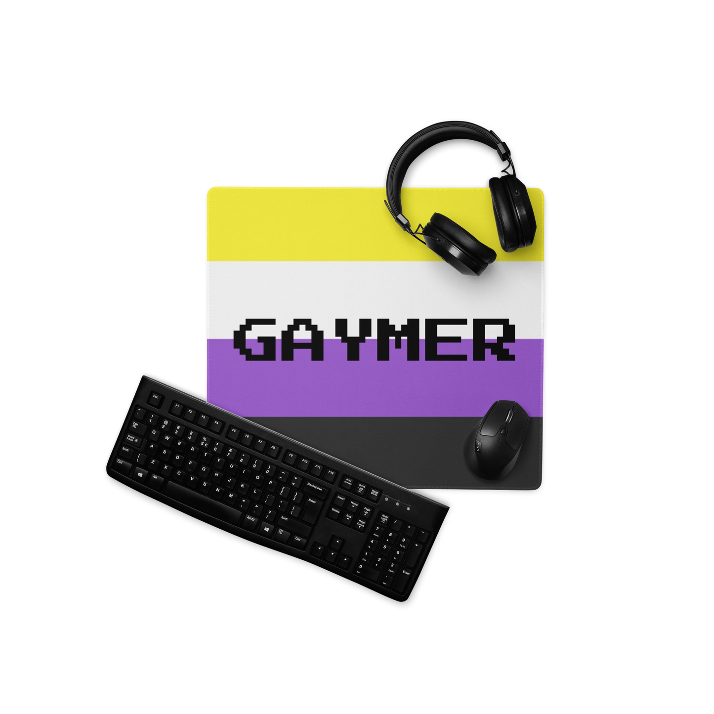 Nonbinary Enby Pride Flag Gaymer Gaming Mouse Pad 18in×16in Nonbinary gaming-mouse-pad-white-18x16-front-6314ef08e28b0