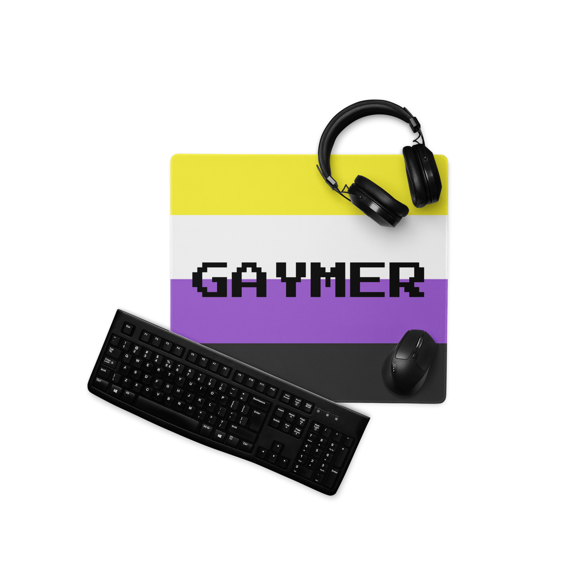 Nonbinary Enby Pride Flag Gaymer Gaming Mouse Pad 18in×16in Nonbinary gaming-mouse-pad-white-18x16-front-6314ef08e28b0