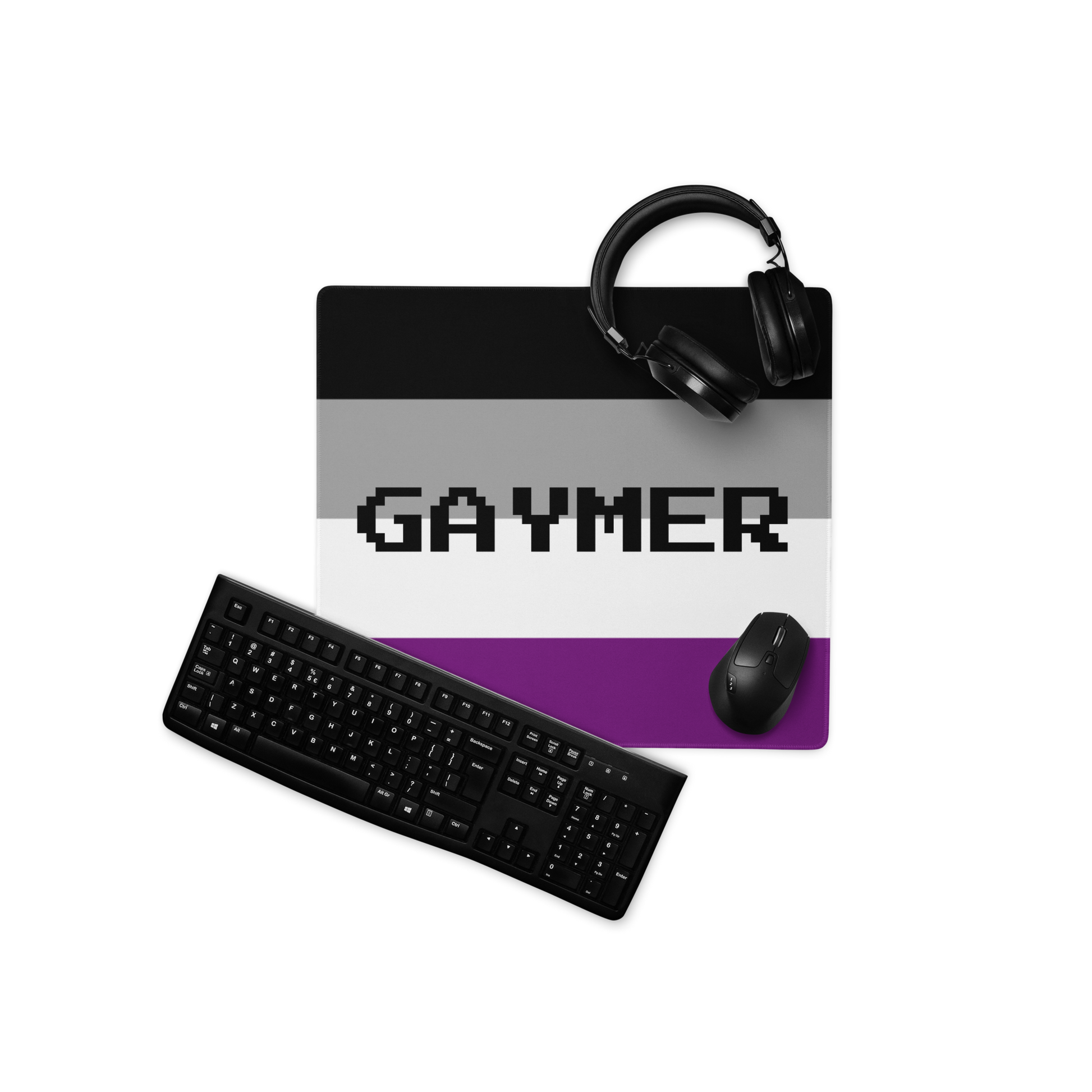 Asexual Ace Pride Gaymer Mouse Pad 18in×16in Asexual gaming-mouse-pad-white-18x16-front-6314f499b53f6