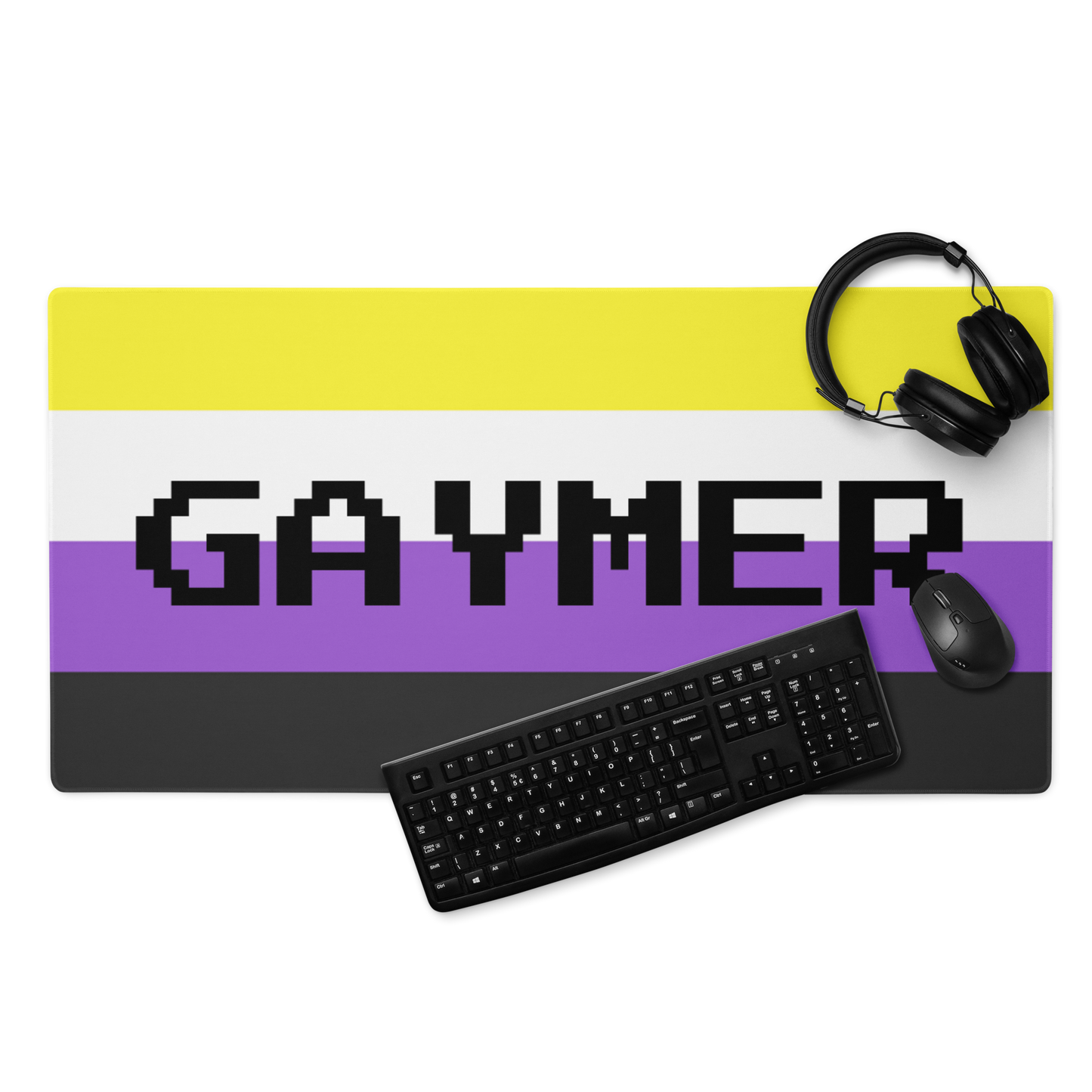 Nonbinary Enby Pride Flag Gaymer Gaming Mouse Pad 36in×18in Nonbinary gaming-mouse-pad-white-36x18-front-6314ef08e351f