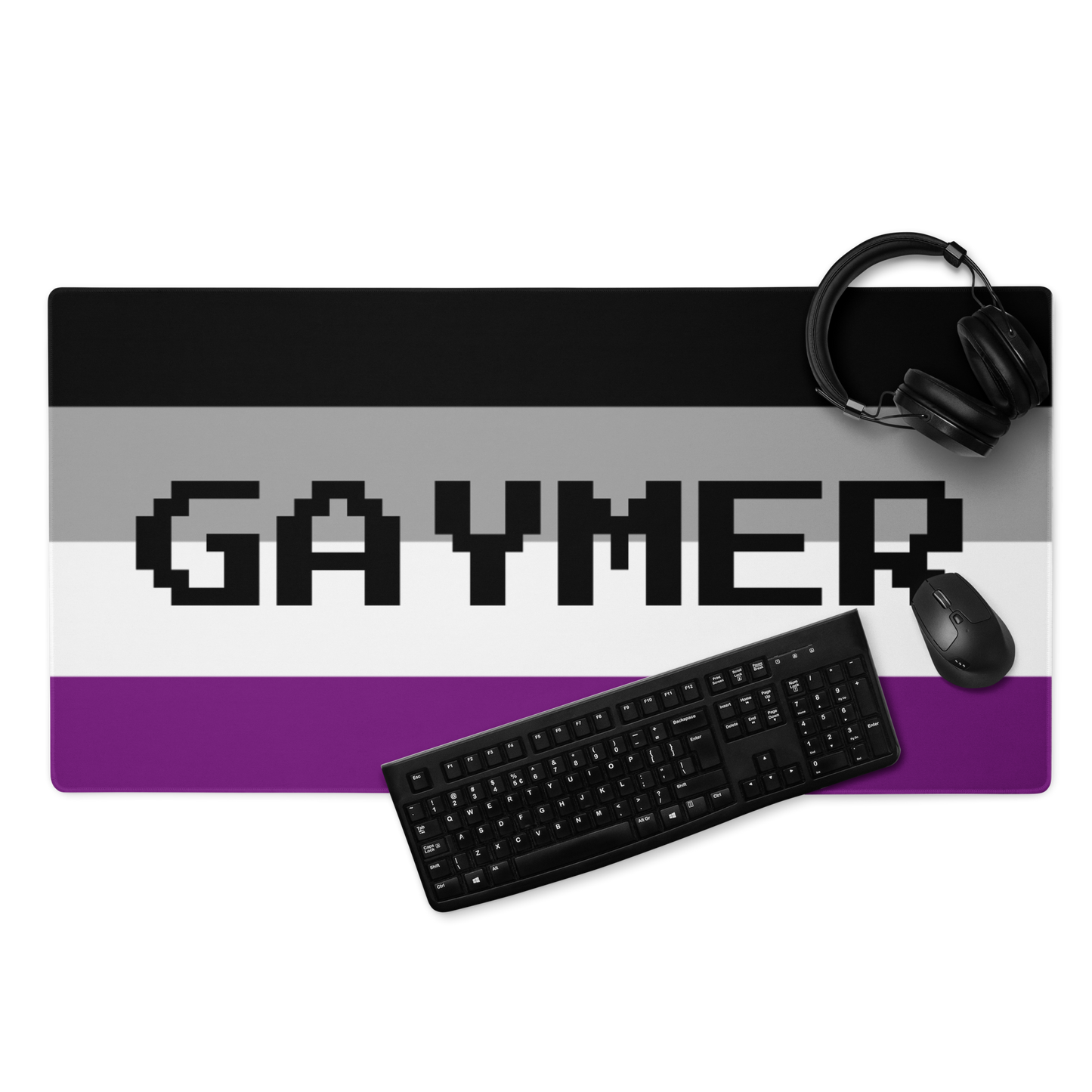 Asexual Ace Pride Gaymer Mouse Pad 36in×18in Asexual gaming-mouse-pad-white-36x18-front-6314f499b7616