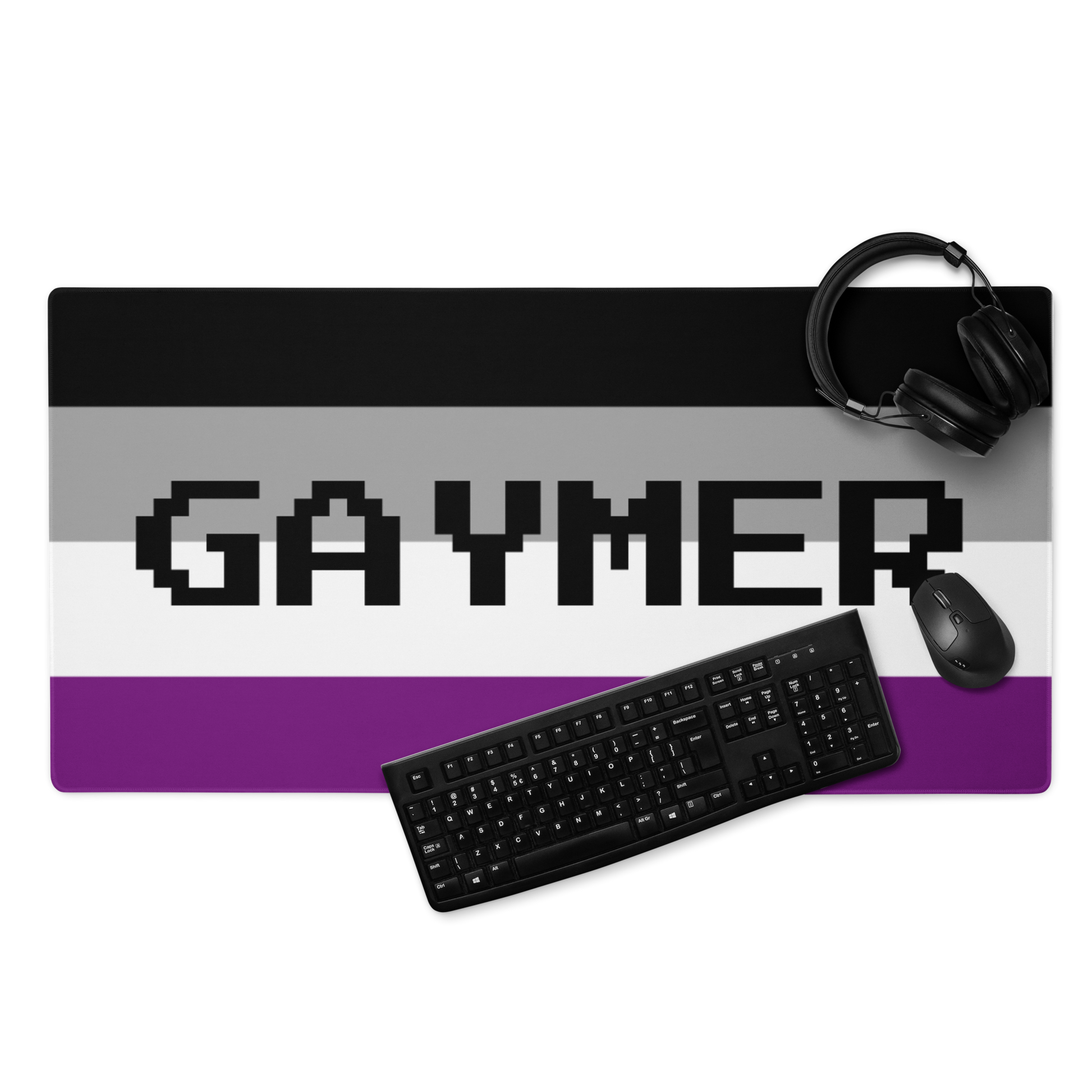 Asexual Ace Pride Gaymer Mouse Pad 36in×18in Asexual gaming-mouse-pad-white-36x18-front-6314f499b7616