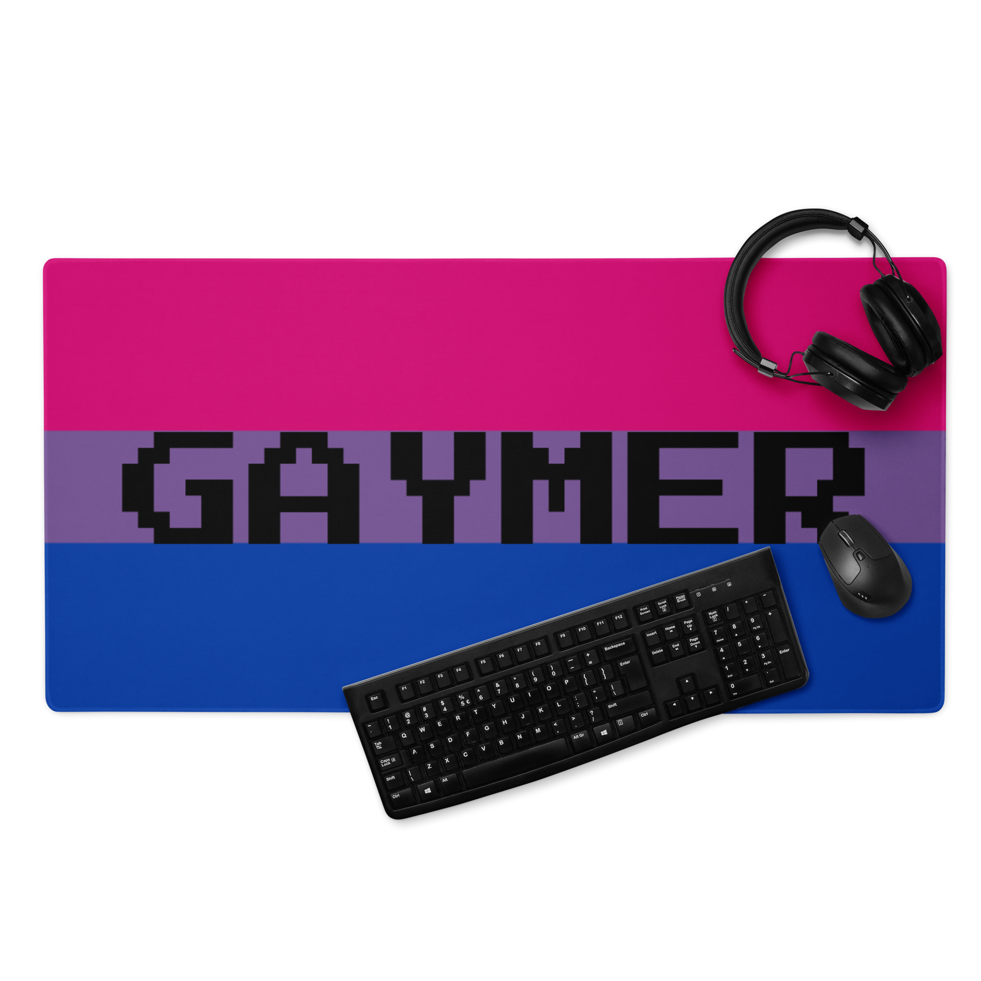 Bisexual Bi Pride Gaymer Mouse Pad 36in×18in Bisexual gaming-mouse-pad-white-36x18-front-63277c9fdd2a1