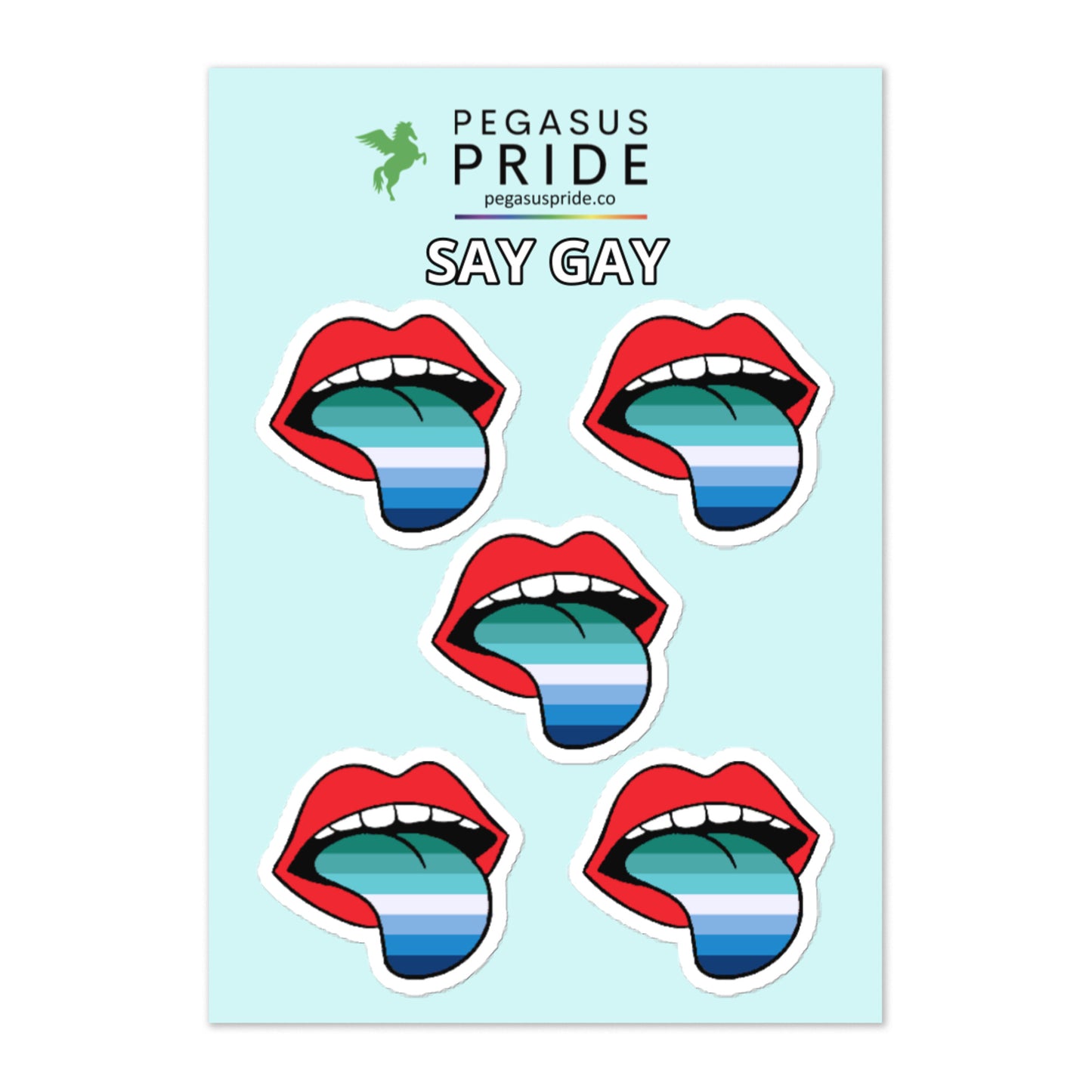 LGBTQ Pride Stickers 5ct - Gay MLM Vincian Lips Gay kiss-cut-sticker-sheet-white-front-63ce04addaa35