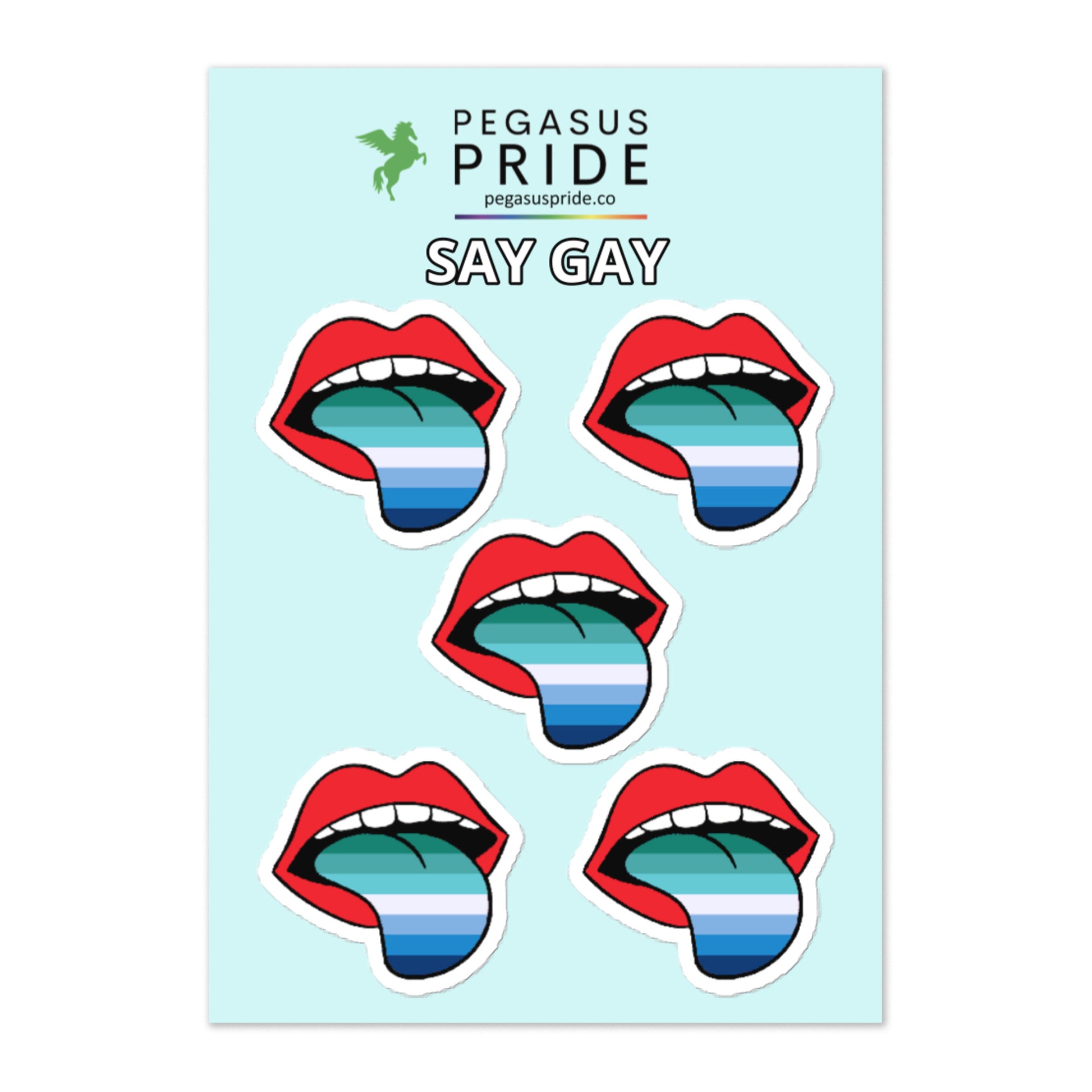 LGBTQ Pride Stickers 5ct - Gay MLM Vincian Lips Gay kiss-cut-sticker-sheet-white-front-63ce04addaa35