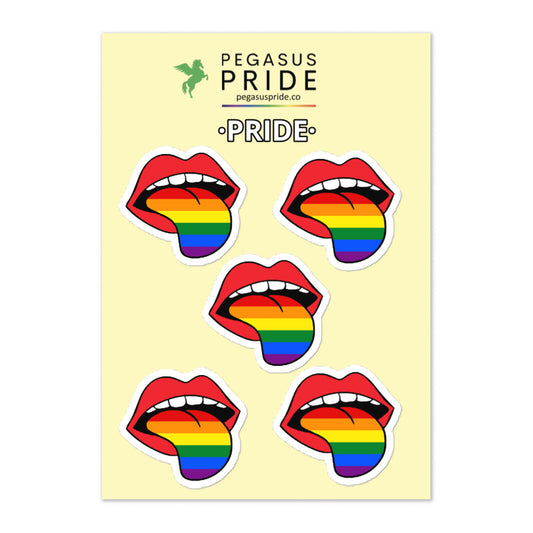 LGBTQ Pride Stickers 5ct - Rainbow Tongue Pride kiss-cut-sticker-sheet-white-front-63ce0502530c5