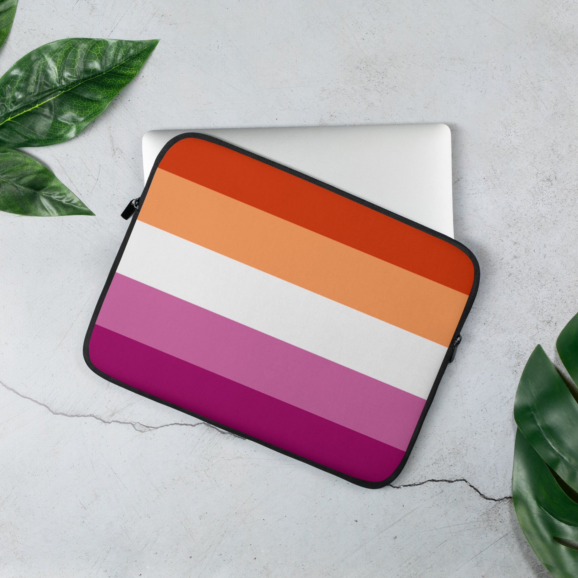 Lesbian Pride Flag Laptop Sleeve lesbian-pride-flag-laptop-sleeve-13-front-lifestyle