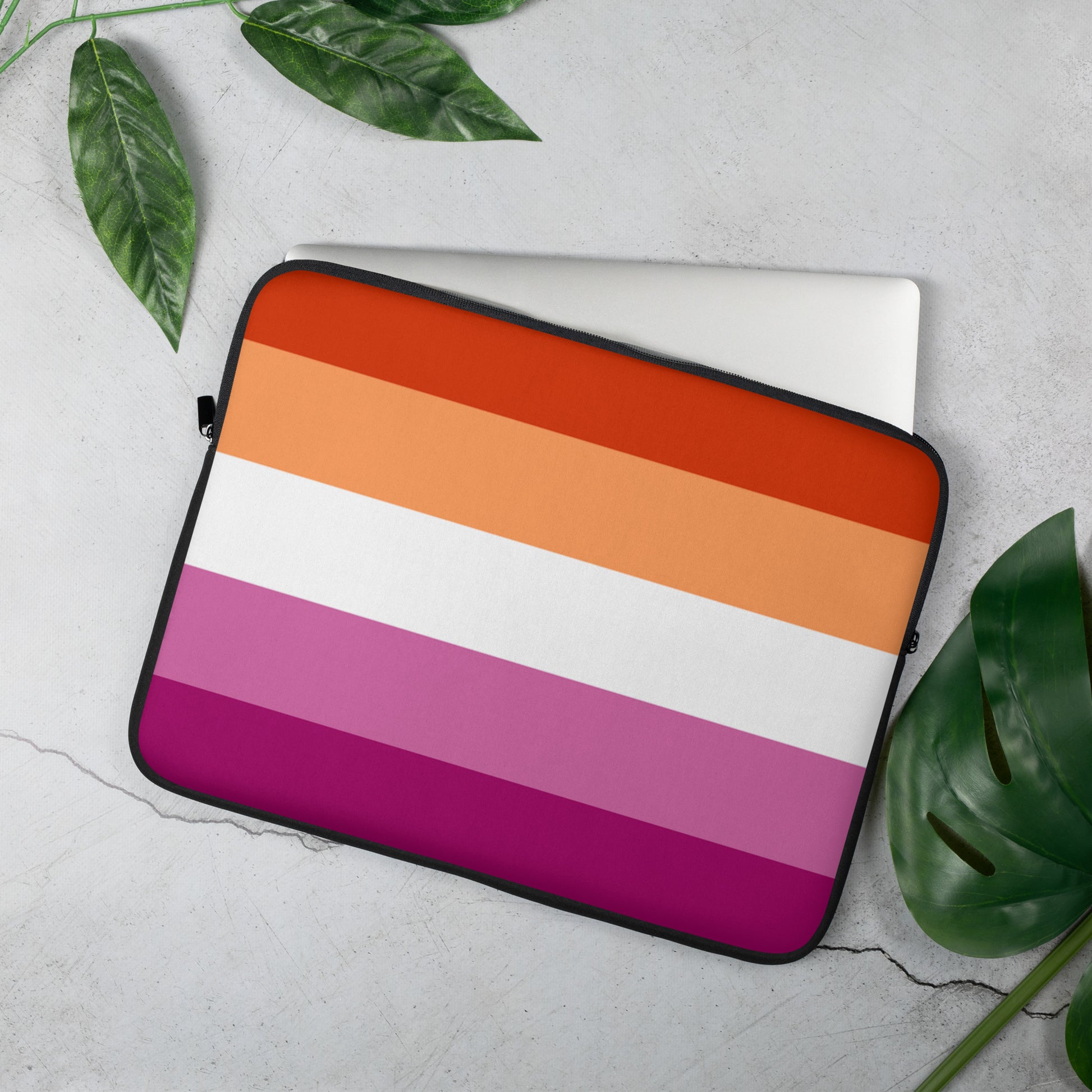Lesbian Pride Flag Laptop Sleeve lesbian-pride-flag-laptop-sleeve-15-front-lifestye