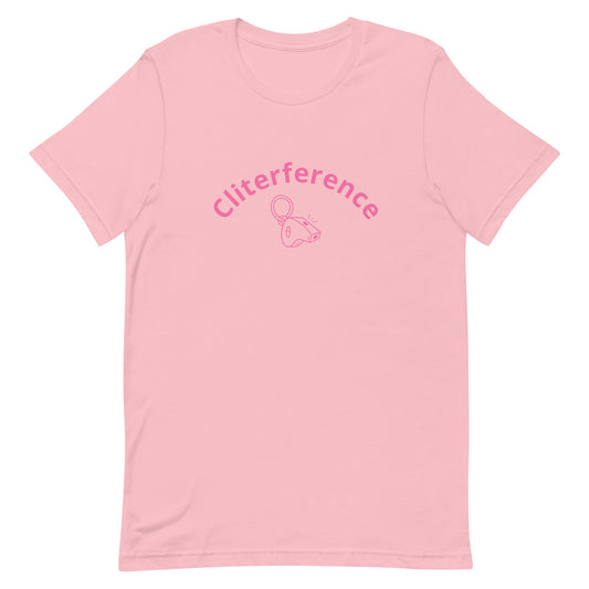 Lesbian Pride T-Shirt - Cliterference Pink Lesbian lesbian-pride-t-shirt-cliterference-pink-front Tee