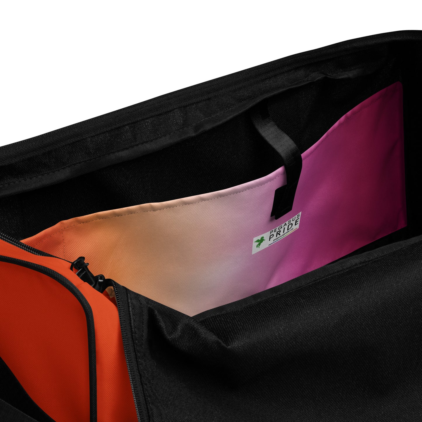 Lesbian Pride Weekender Duffel Bag - Ombre lesbian-pride-weekender-duffel-bag-ombre-inside-pocket Duffle Bags