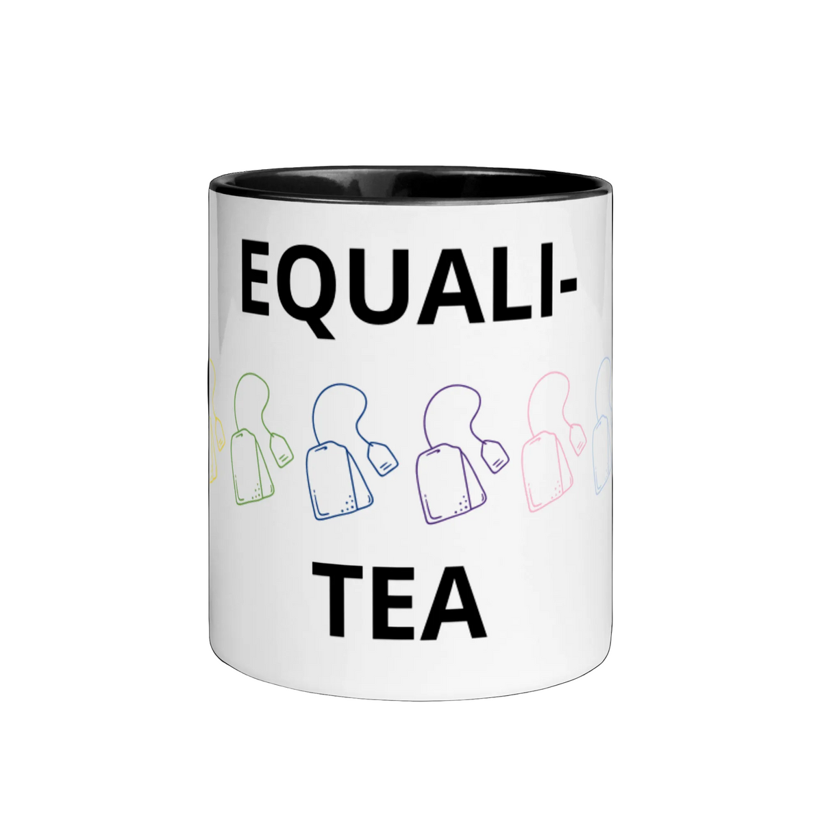 LGBTQ Pride Ceramic Coffee Tea Mug - Equalit-Tea Black Pride white-ceramic-mug-with-color-inside-black-11oz-front-6363145573f5f Mugs