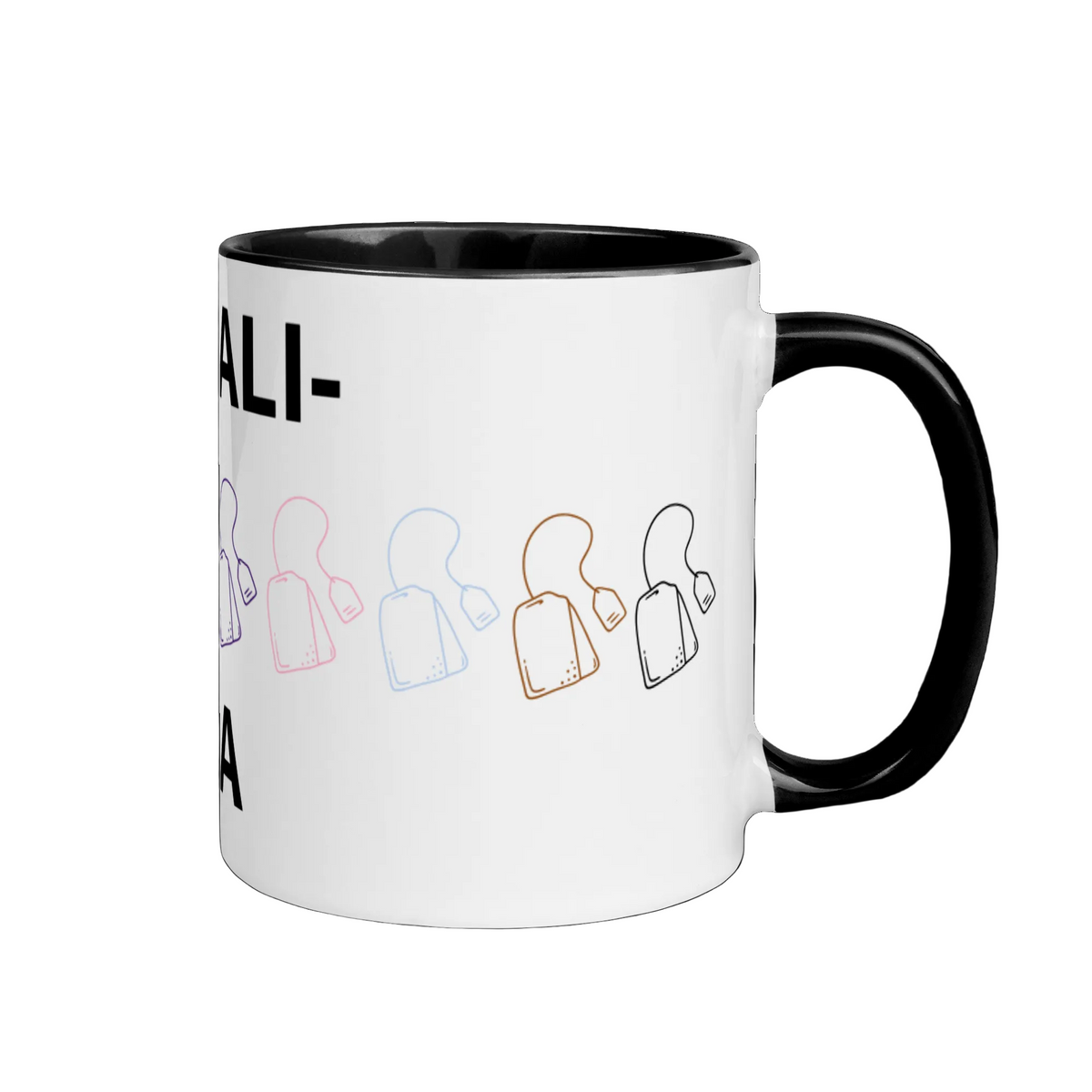 LGBTQ Pride Ceramic Coffee Tea Mug - Equalit-Tea white-ceramic-mug-with-color-inside-black-11oz-right-6363145573e82 Mugs