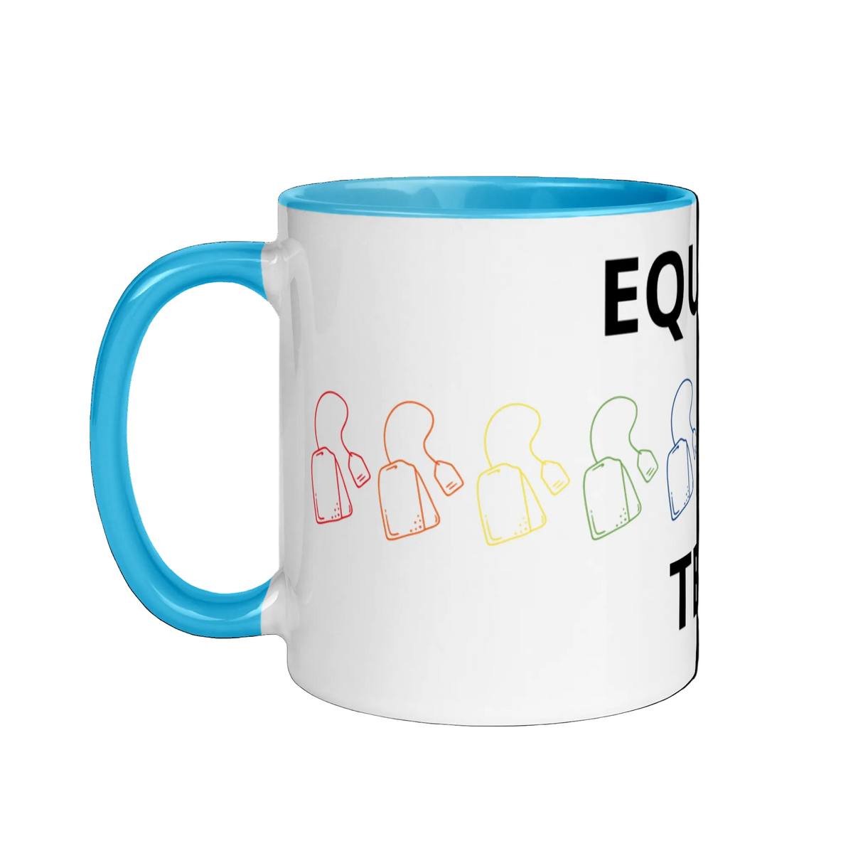 LGBTQ Pride Ceramic Coffee Tea Mug - Equalit-Tea white-ceramic-mug-with-color-inside-blue-11oz-left-636314557463c Mugs