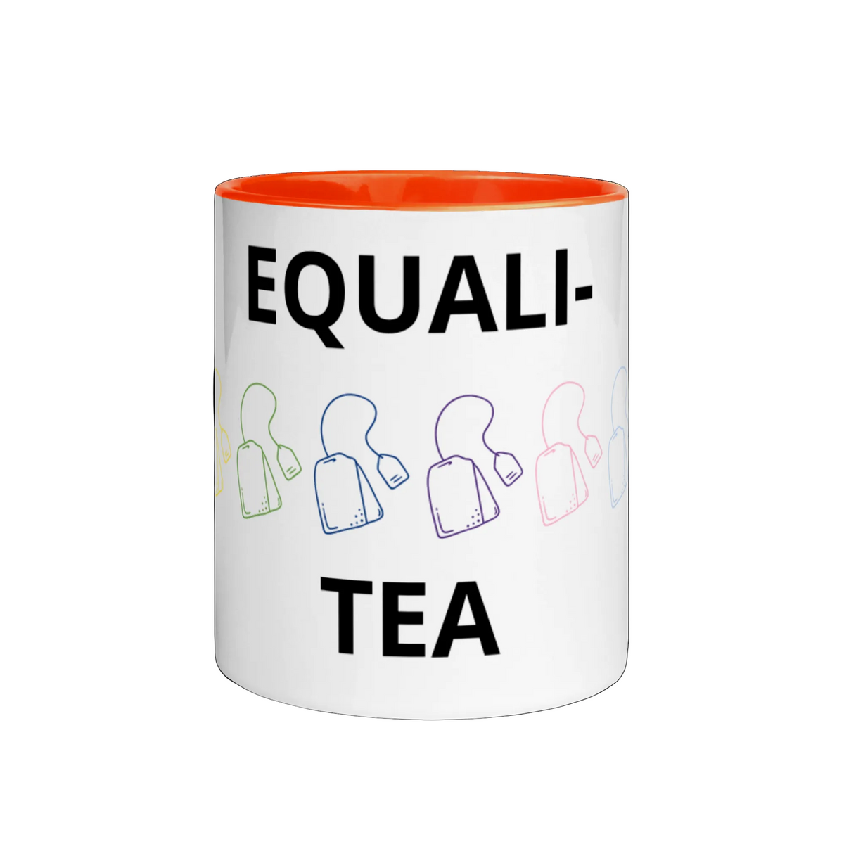 LGBTQ Pride Ceramic Coffee Tea Mug - Equalit-Tea Orange Pride white-ceramic-mug-with-color-inside-orange-11oz-front-6363145574376 Mugs