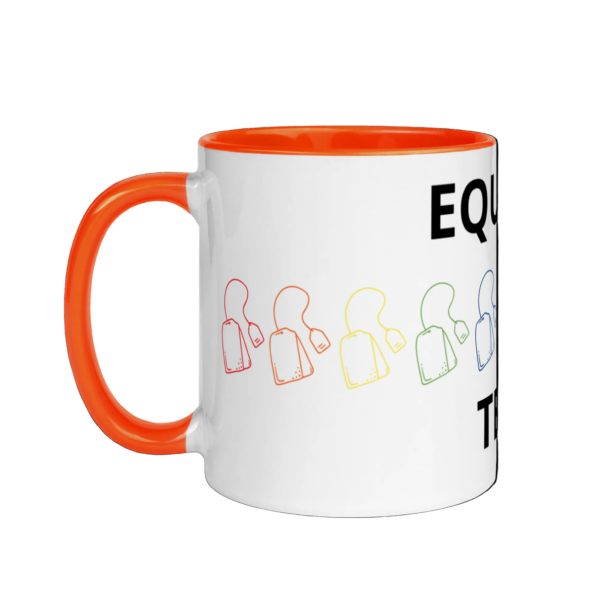 LGBTQ Pride Ceramic Coffee Tea Mug - Equalit-Tea white-ceramic-mug-with-color-inside-orange-11oz-left-636314557440d Mugs