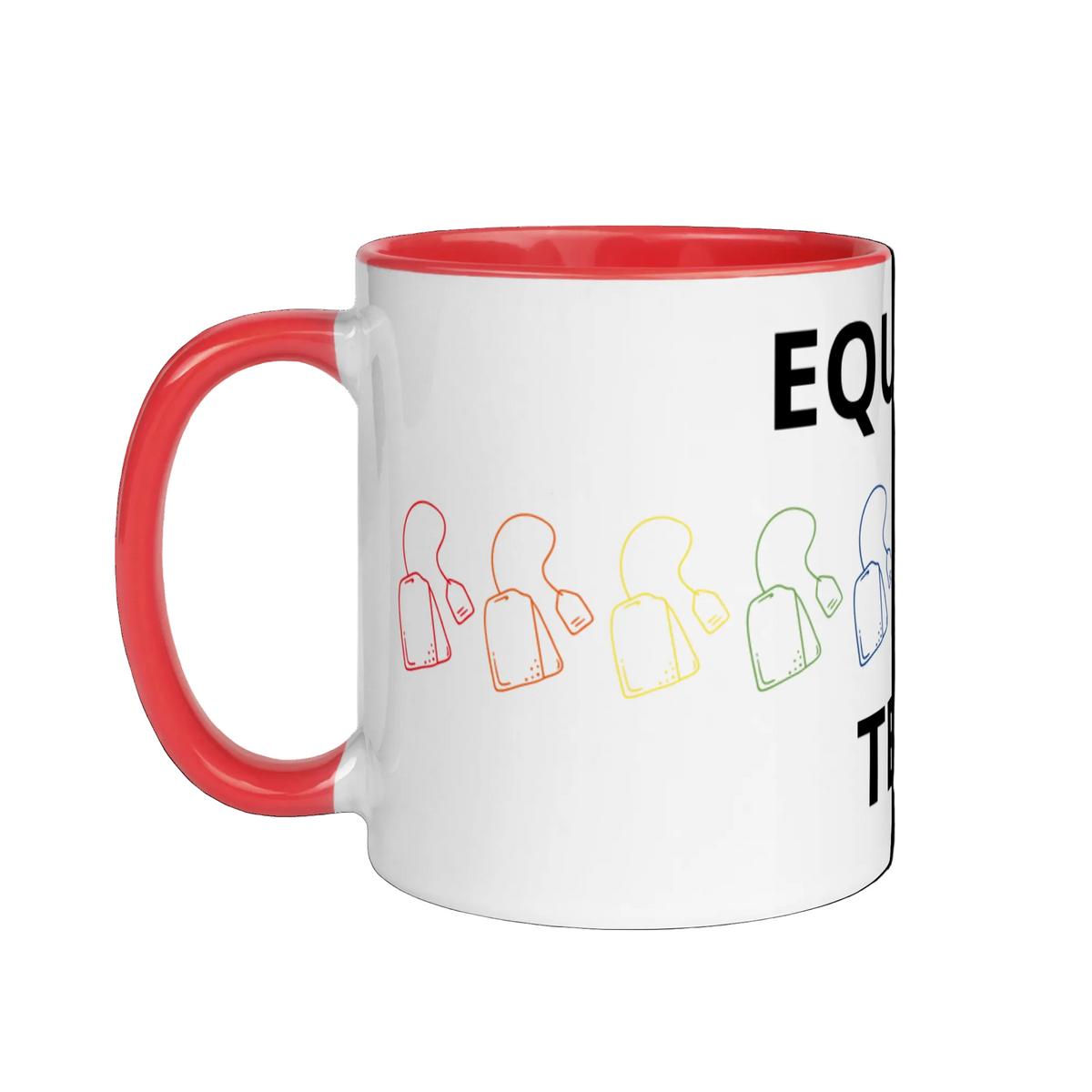 LGBTQ Pride Ceramic Coffee Tea Mug - Equalit-Tea white-ceramic-mug-with-color-inside-red-11oz-left-63631455741c4 Mugs