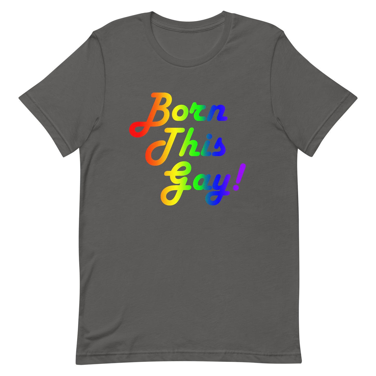 LGBTQ Pride T-Shirt - Born This Gay Asphalt lgbtq-pride-t-shirt-born-this-gay-asphalt-front