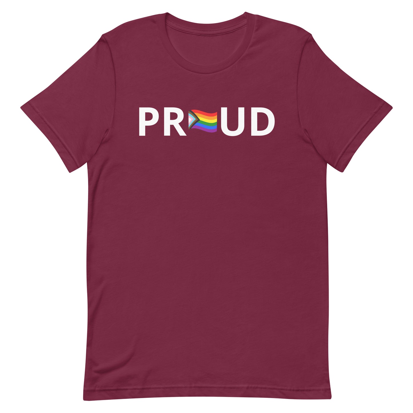 LGBTQ Pride T-Shirt - Progress Pride Proud Maroon Pride unisex-staple-t-shirt-maroon-front-63b9da21c9b2b Tee