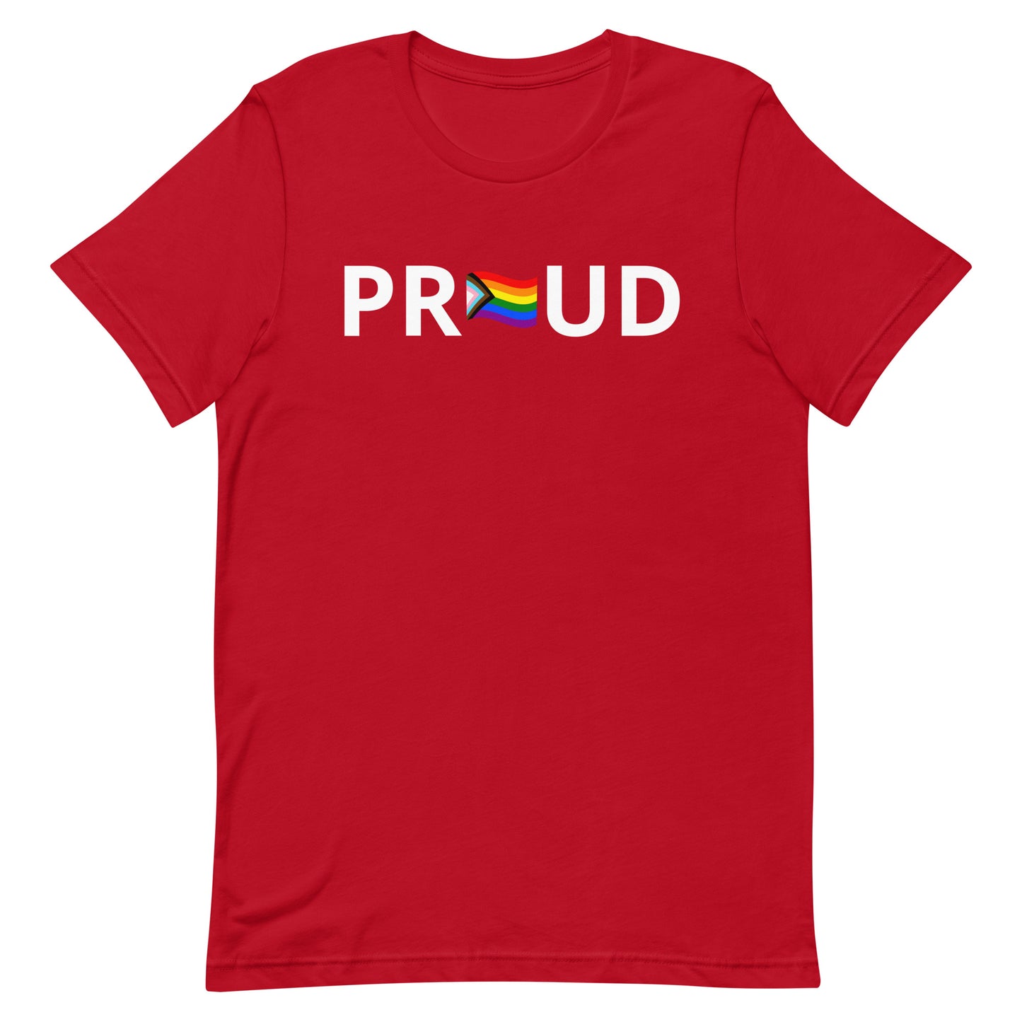 LGBTQ Pride T-Shirt - Progress Pride Proud Red Pride unisex-staple-t-shirt-red-front-63b9da21c8745 Tee