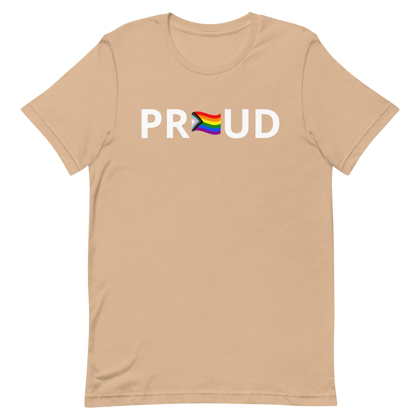 LGBTQ Pride T-Shirt - Progress Pride Proud Tan Pride unisex-staple-t-shirt-tan-front-63b9da21e6a5c Tee
