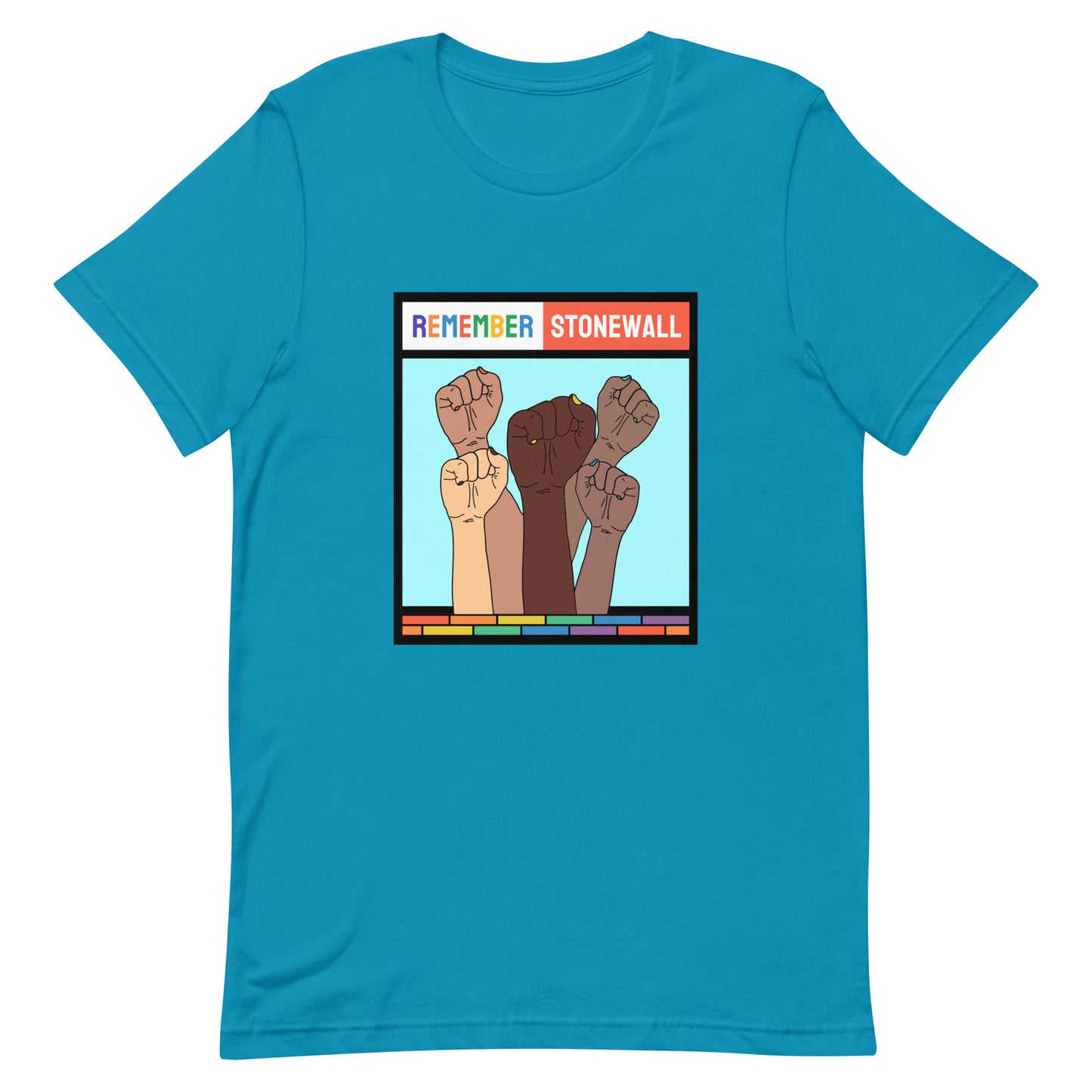 LGBTQ Pride T-Shirt - Remember Stonewall Aqua Pride unisex-staple-t-shirt-aqua-front-63fff33912718 Tee