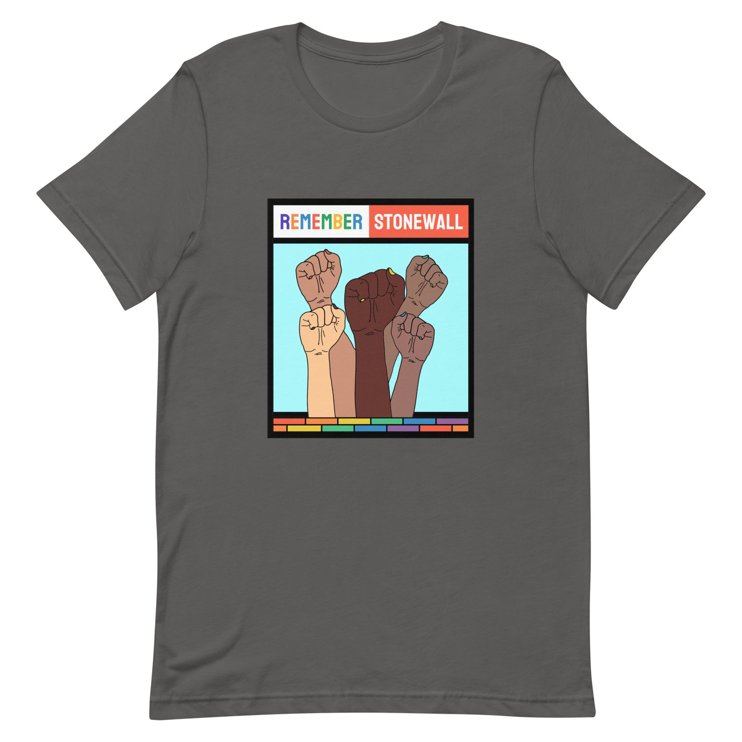 LGBTQ Pride T-Shirt - Remember Stonewall Asphalt Pride unisex-staple-t-shirt-asphalt-front-63fff339112eb Tee