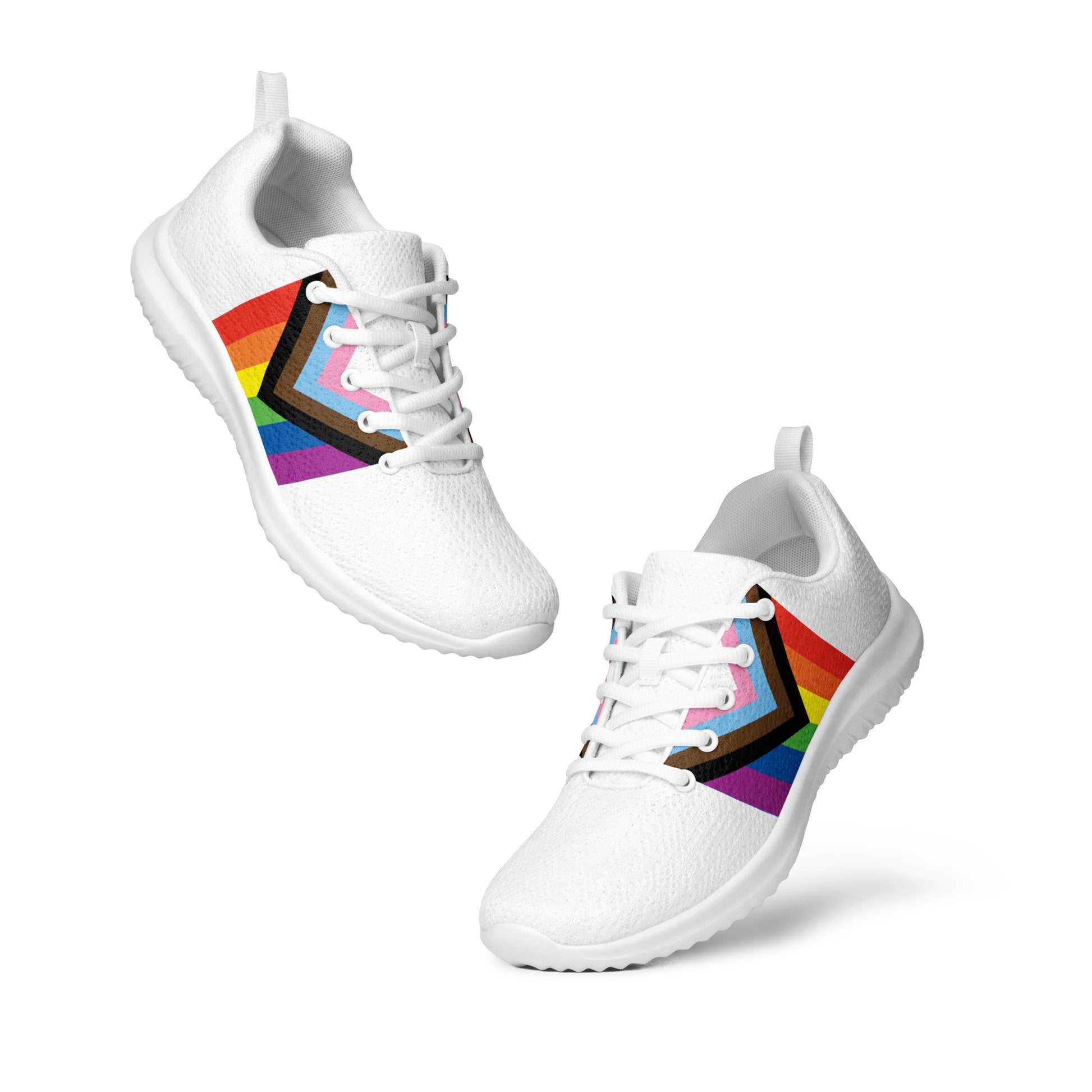 LGBTQ Progress Pride Flag Men’s Athletic Shoes Daniel Quasar mens-athletic-shoes-white-front-641def25de7d5