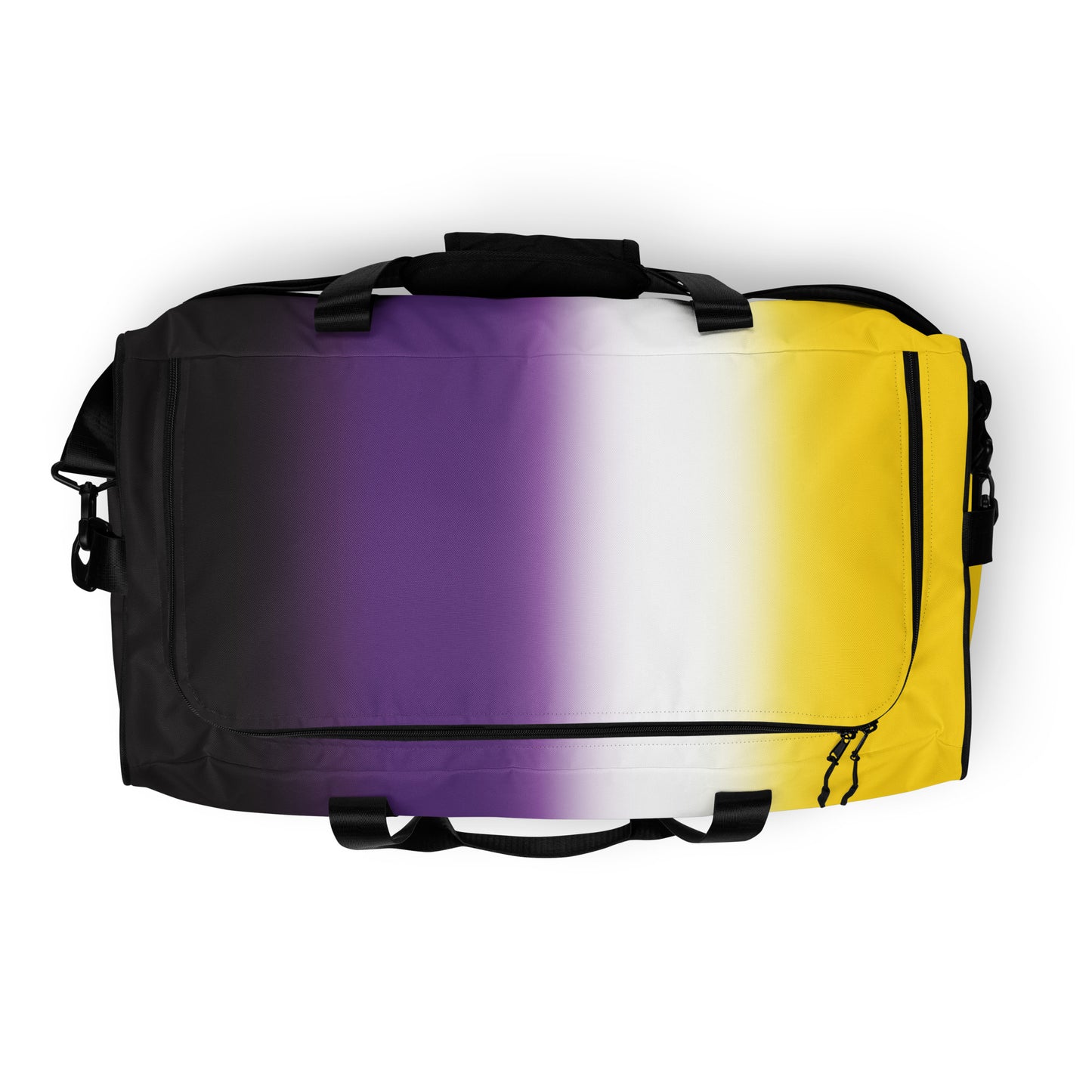 Nonbinary Enby Pride Duffle Weekender Gym Bag in Ombre nonbinary-enby-pride-duffel-weekender-gym-bag-in-ombre-top Duffle Bags