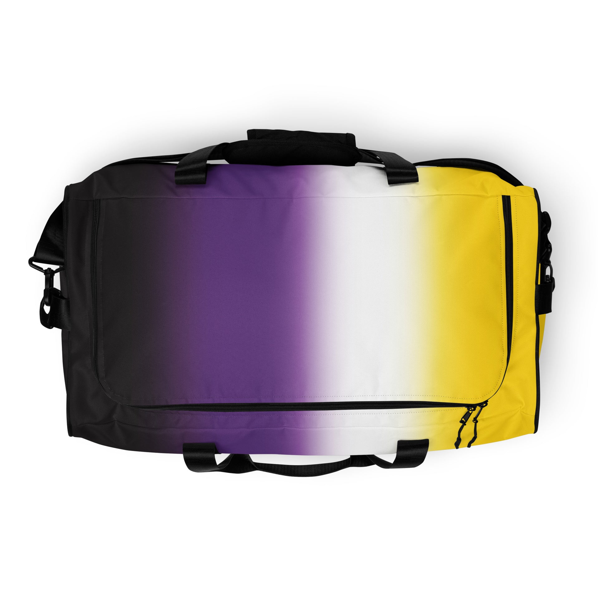 Nonbinary Enby Pride Duffle Weekender Gym Bag in Ombre nonbinary-enby-pride-duffel-weekender-gym-bag-in-ombre-top Duffle Bags