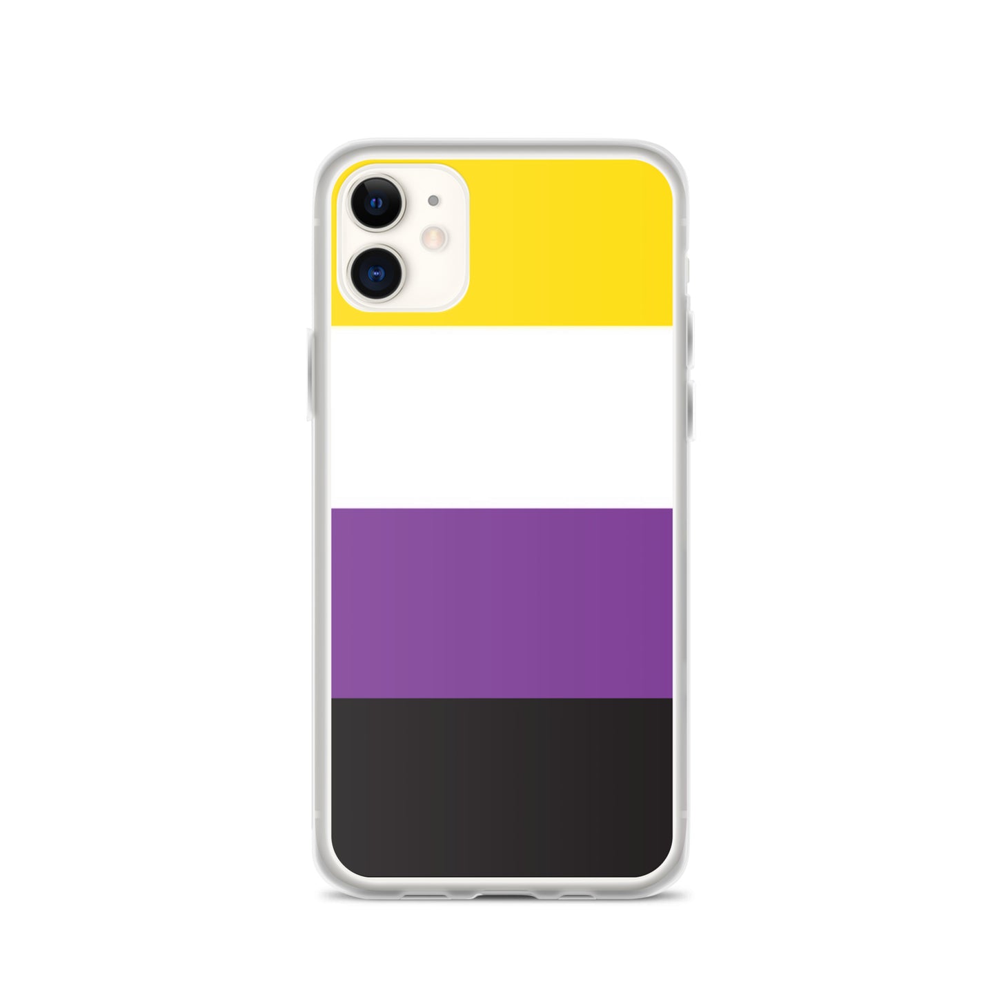 Apple iPhone 11 phone case with Nonbinary enby pride flag design on white background