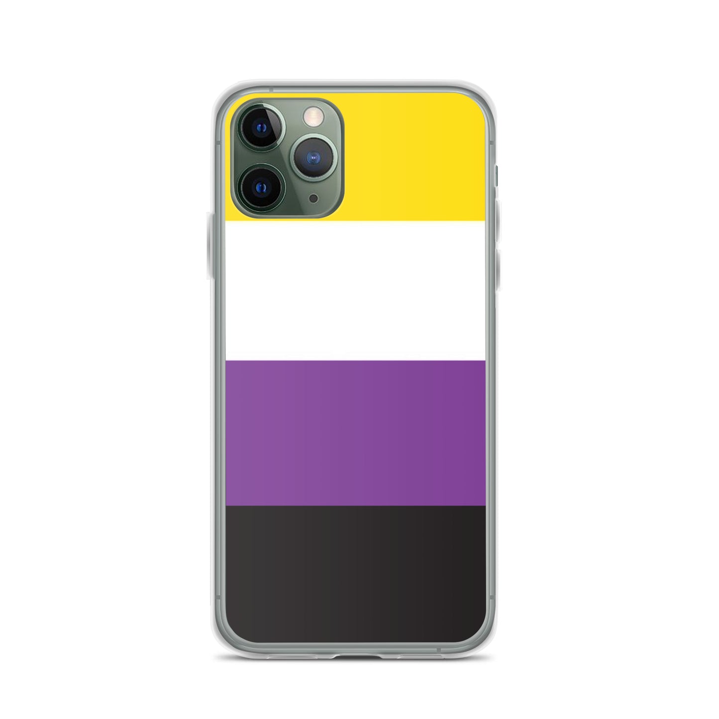Apple iPhone 11 Pro phone case with Nonbinary enby pride flag design on white background