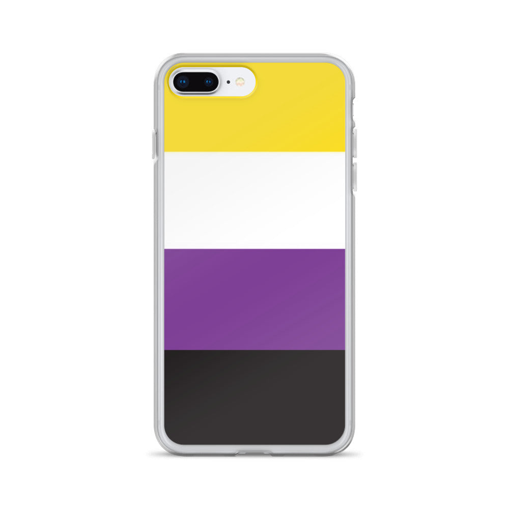Apple iPhone 7 plus 8 plus phone case with Nonbinary enby pride flag design on white background