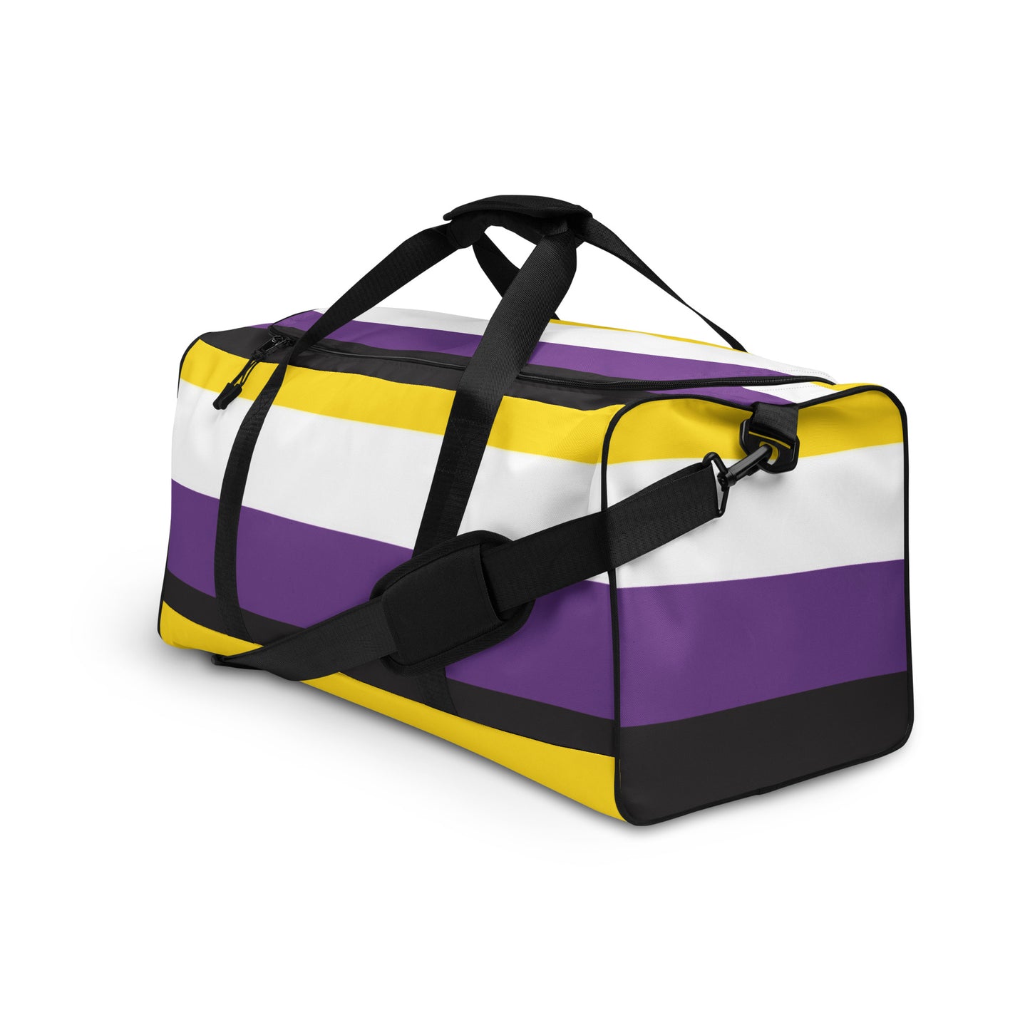 Nonbinary Enby Pride Flag Weekender Duffel Gym Bag nonbinary-enby-pride-flag-weekender-duffel-gym-bag-left-front Duffle Bags