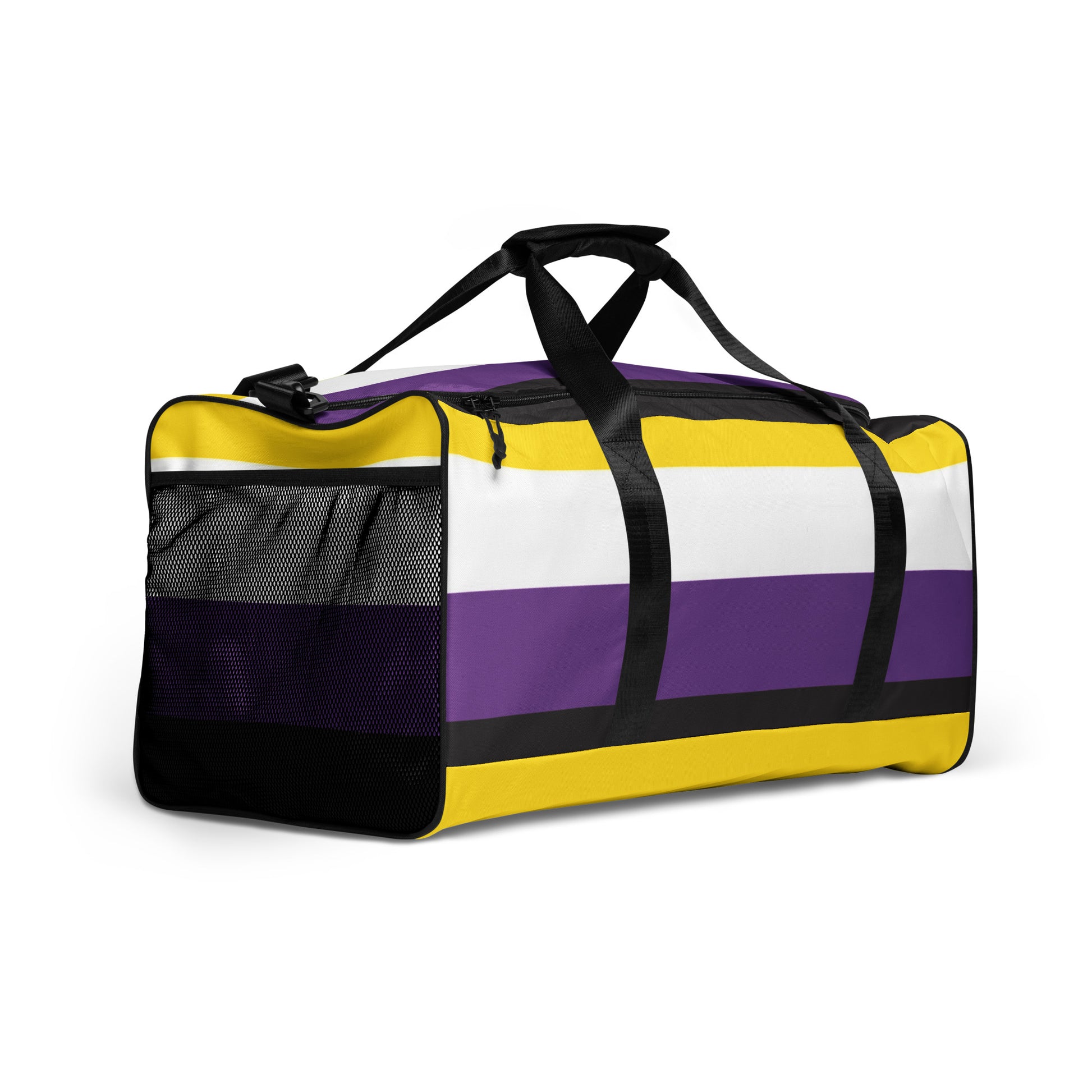 Nonbinary Enby Pride Flag Weekender Duffel Gym Bag nonbinary-enby-pride-flag-weekender-duffel-gym-bag-right-front Duffle Bags