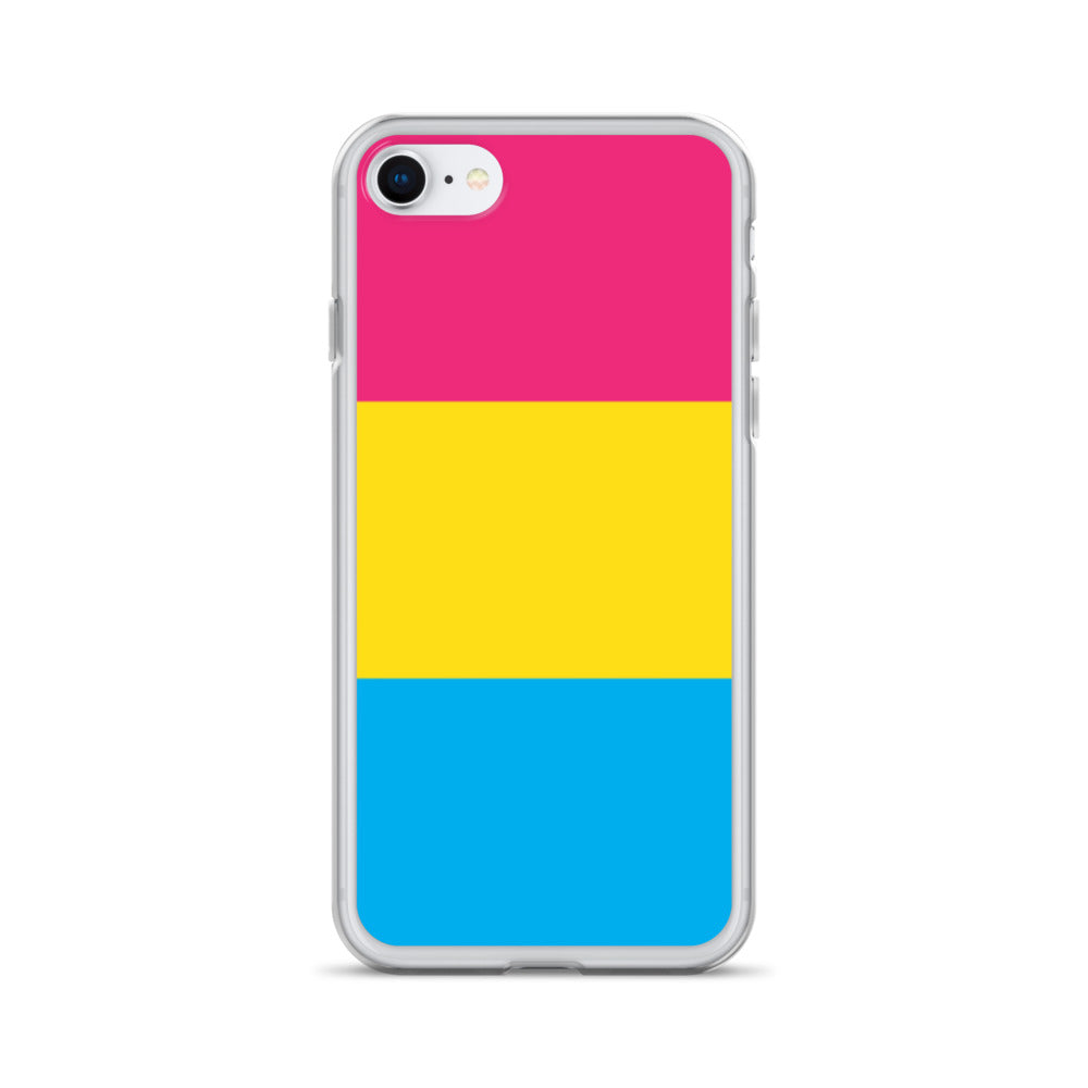 Apple iPhone SE case with Pansexual pride flag design on white background
