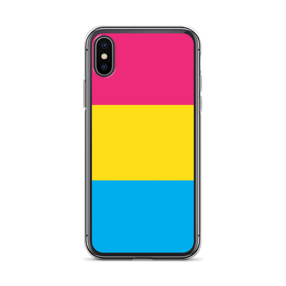 Apple iPhone x xs case with Pansexual pride flag design on white background