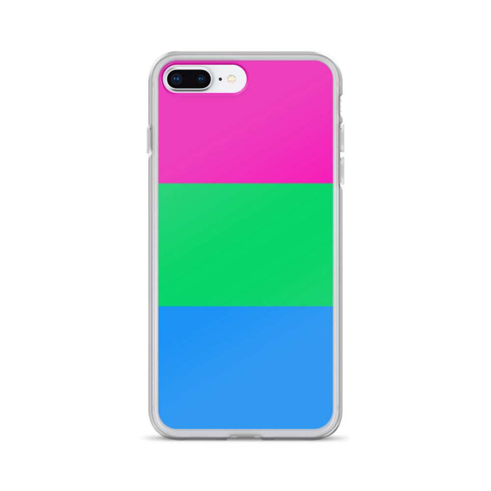 Apple iPhone 7 plus 8 plus mobile phone case with polysexual pride flag design on white background