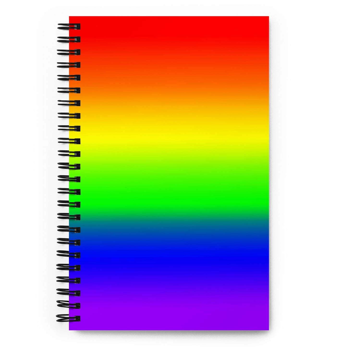 LGBTQ Pride Spiral Notebook in Rainbow Ombre Pride Rainbow spiral-notebook-white-front-639a269ce416d